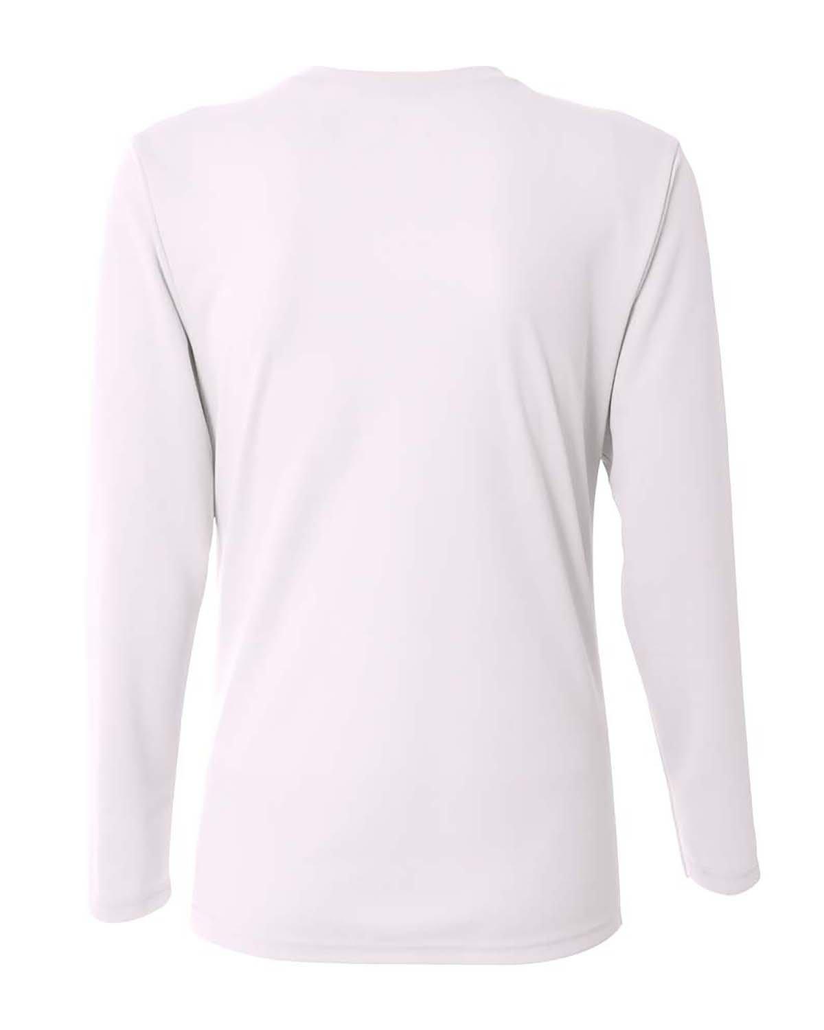 NW3255 A4 Ladies Birds-Eye Mesh Long Sleeve V-Neck T-Shirt - Back Image