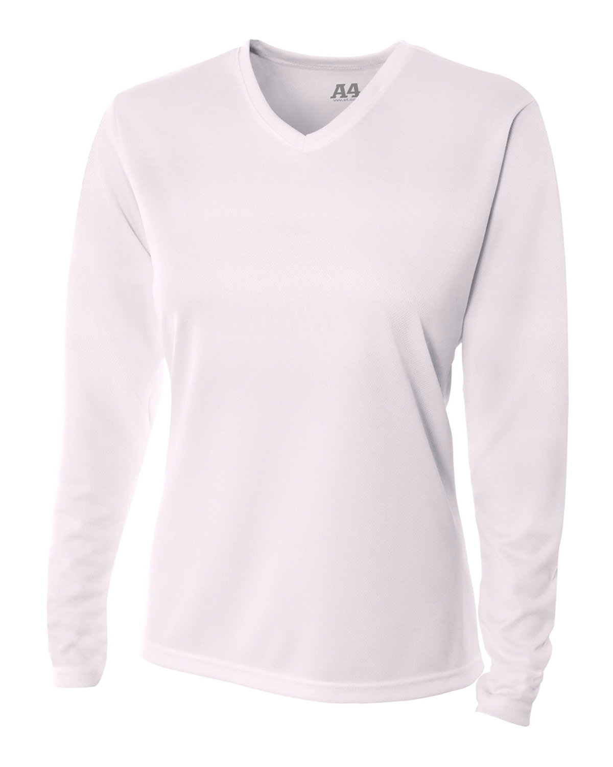 NW3255 A4 Ladies Birds-Eye Mesh Long Sleeve V-Neck T-Shirt