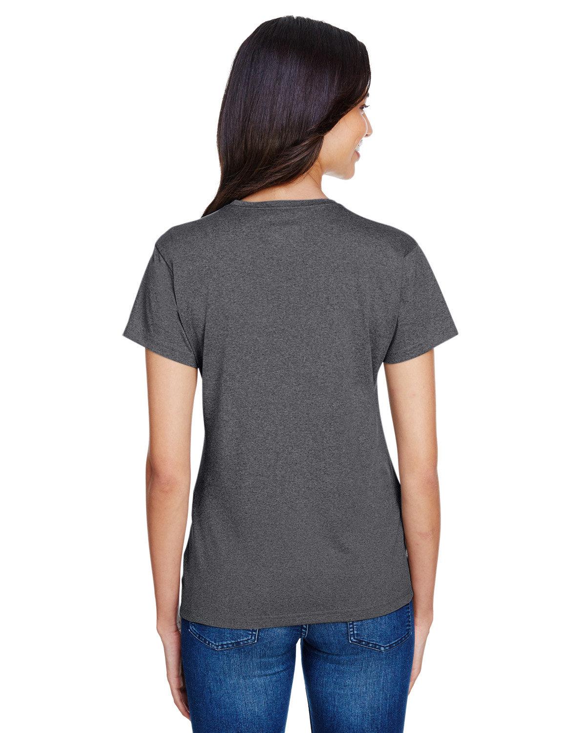 NW3381 A4 Ladies Topflight Heather V-Neck T-Shirt - Back Image