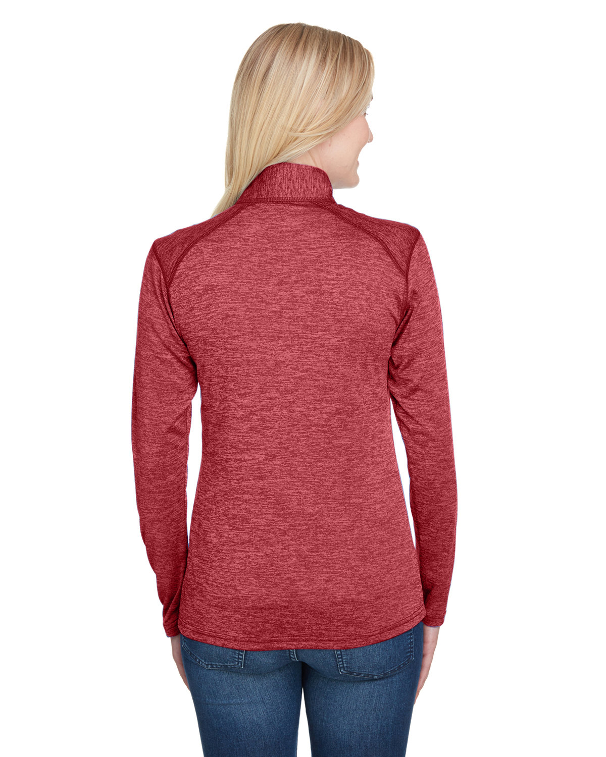 NW4010 A4 Ladies Tonal Space-Dye Quarter-Zip - Back Image