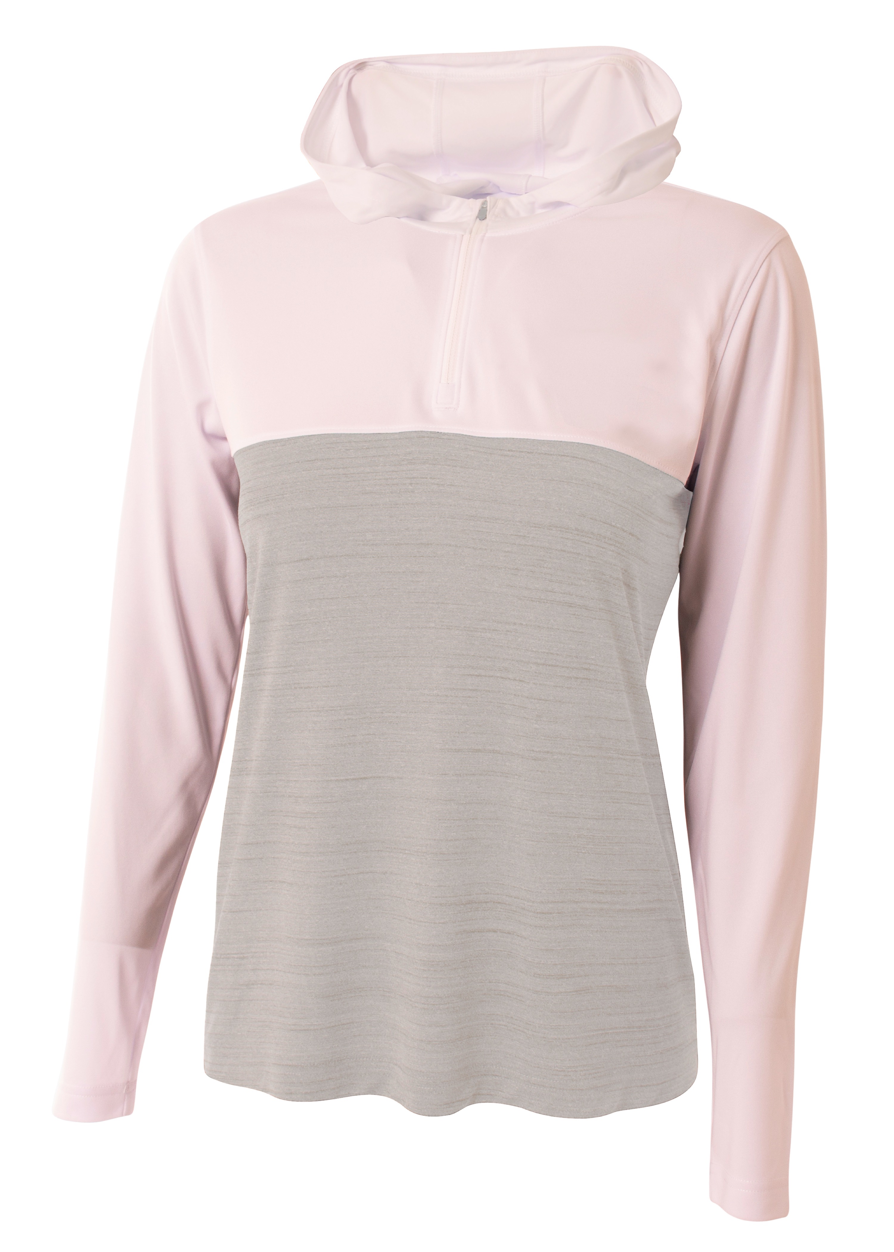 NW4013 A4 Ladies Slate Quarter-Zip Hooded Sweatshirt