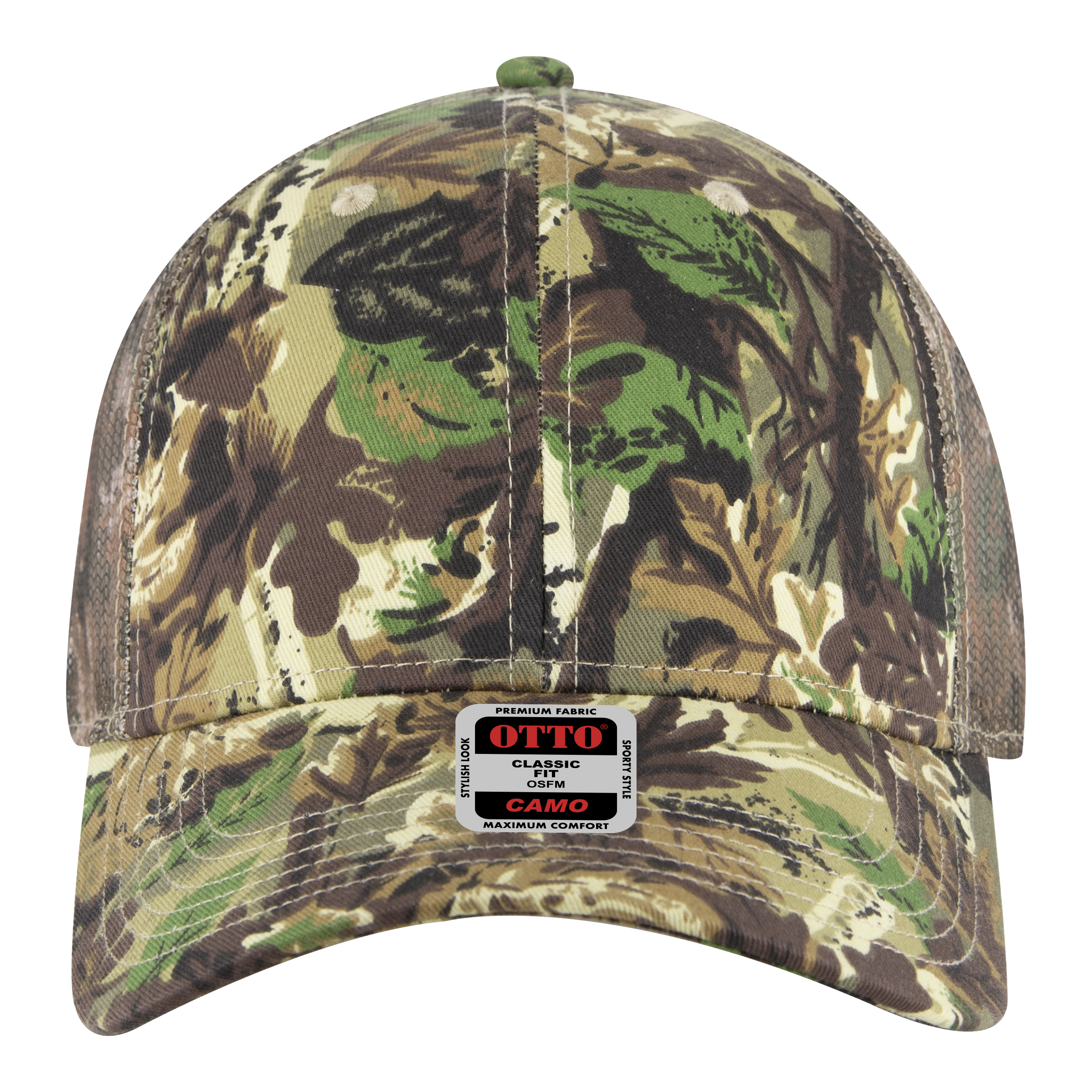 105-1247 OTTO CAP Camouflage 6 Panel Low Profile Mesh Back Trucker Hat - Back Image