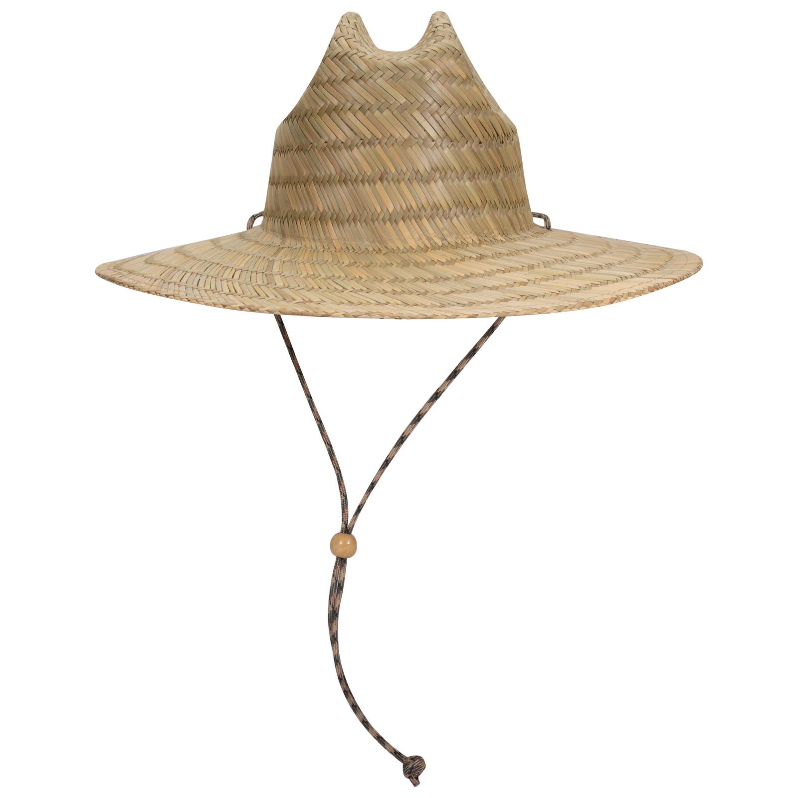 170-1325 OTTO CAP Straw Lifeguard Hat w/Adjustable Cord - Back Image