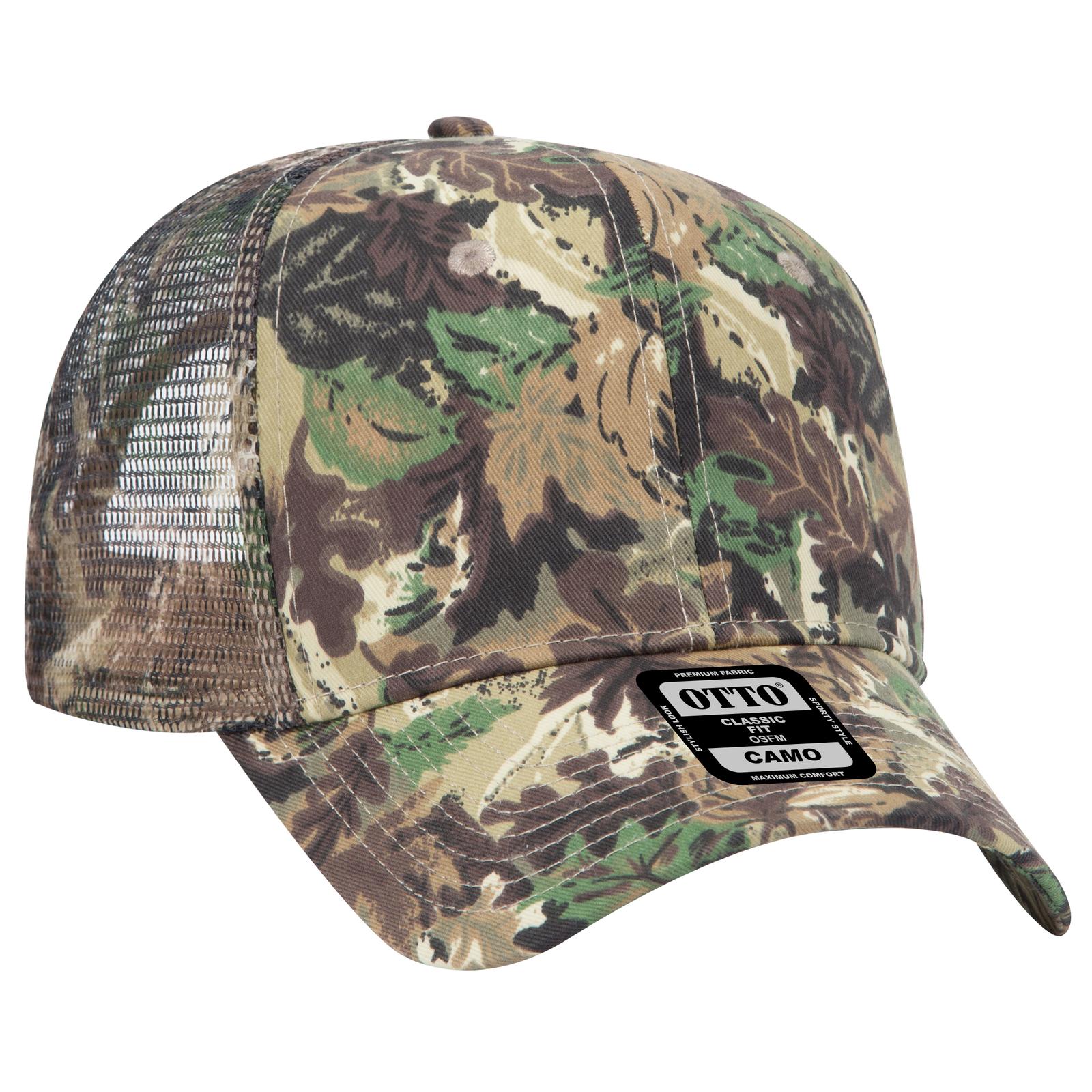 45-052 OTTO CAP Camouflage 6 Panel Mid Profile Mesh Back Trucker Hat - Siide Image