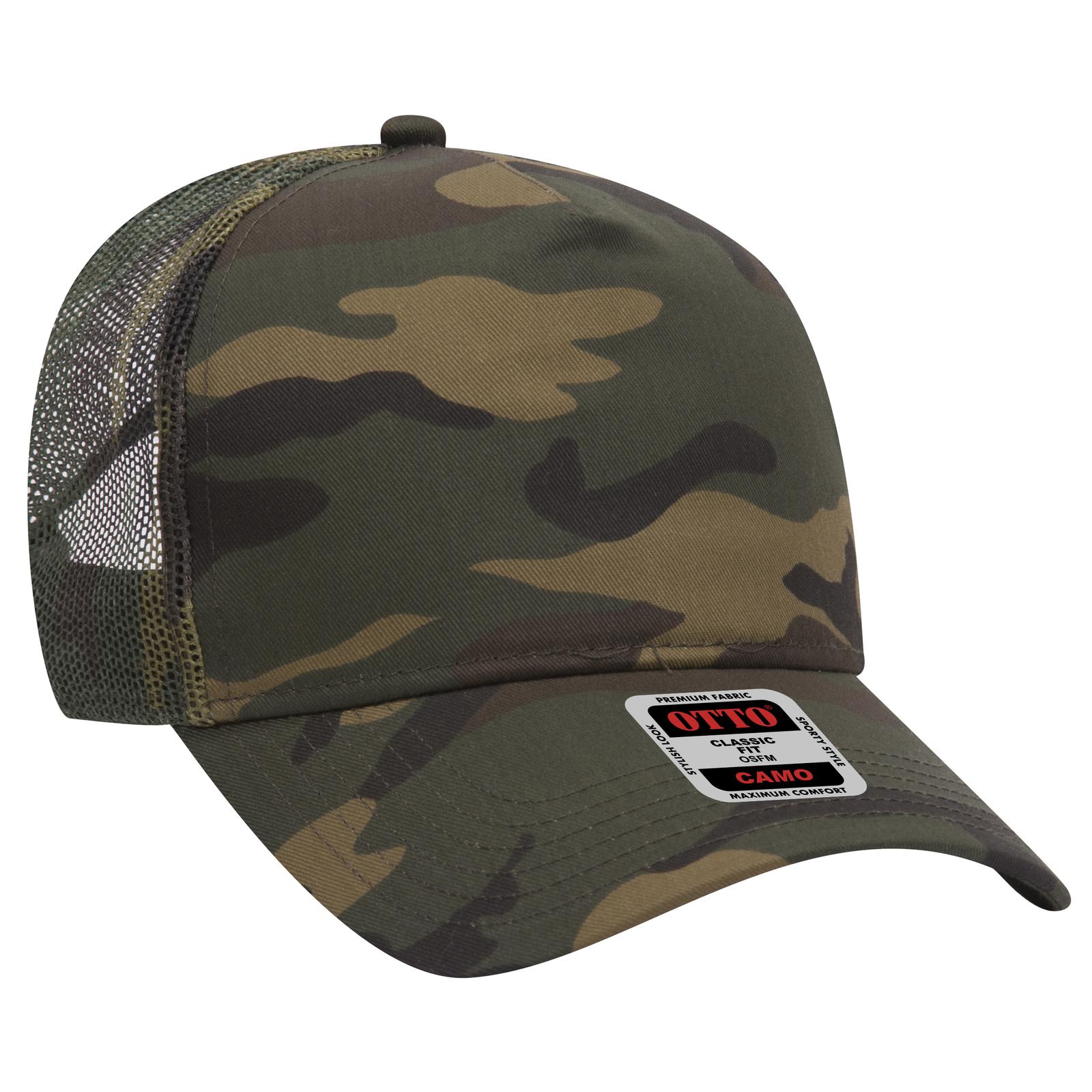 47-049 OTTO CAP Camouflage 5 Panel Mid Crown Mesh Back Trucker Hat 47-049 OTTO CAP Camouflage 5 Panel Mid Crown Mesh Back Trucker Hat - Siide Image