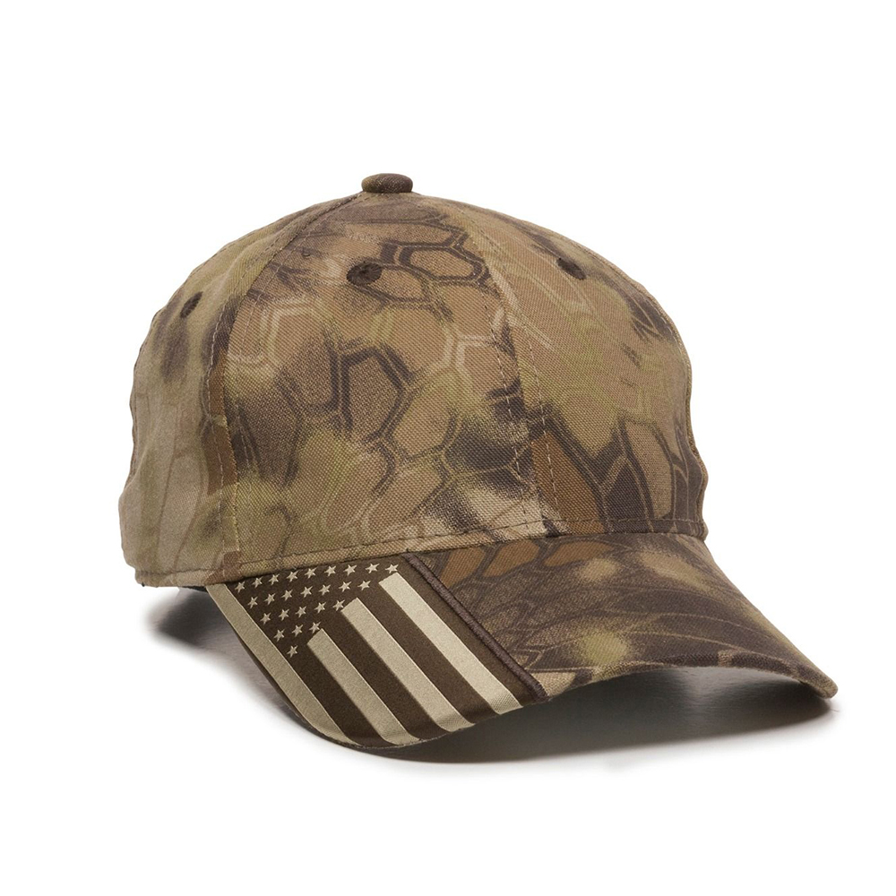 CWF-305 Outdoor Cap Structured Camo Hat with US Flag Visor Insert Zoom Image