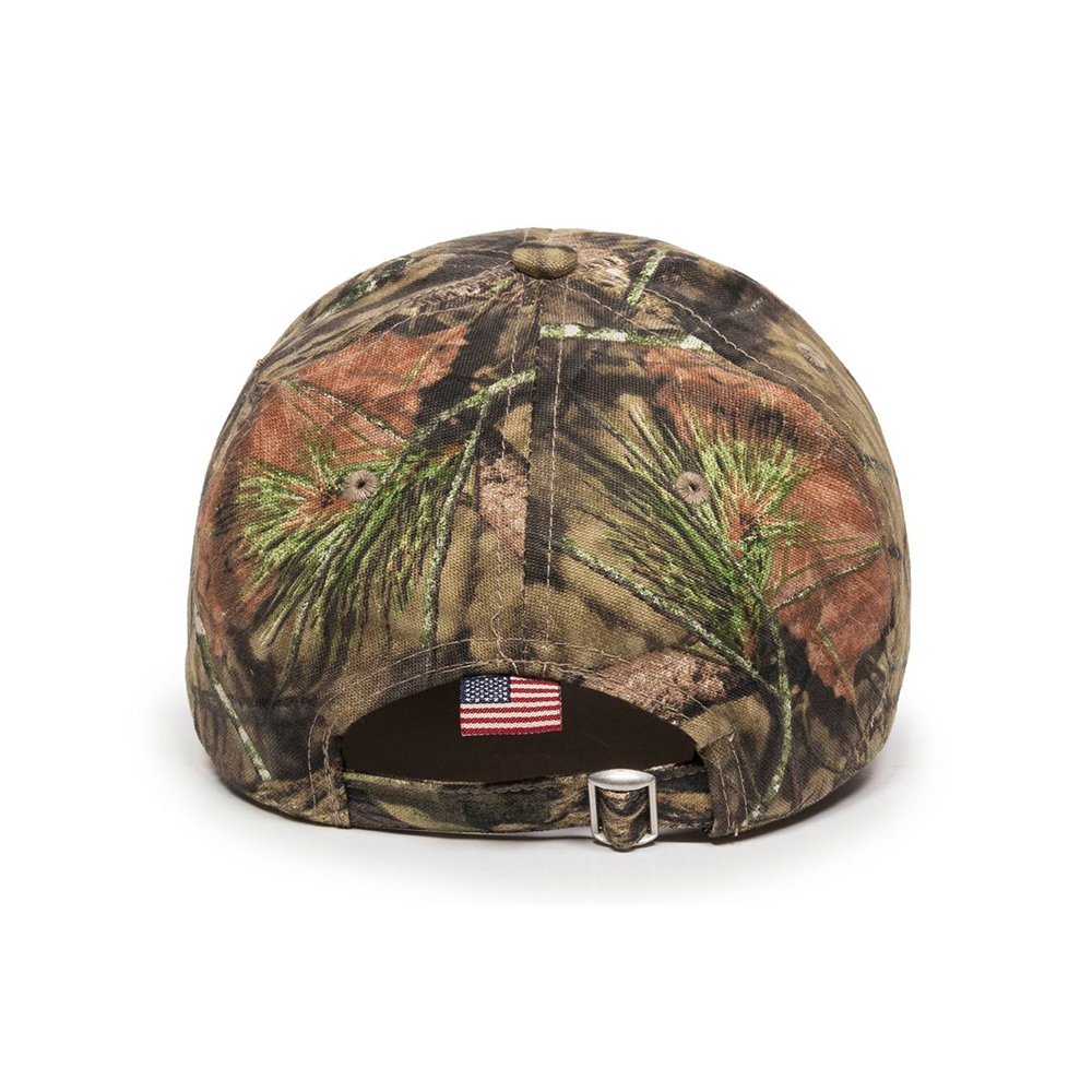 CWF-305 Outdoor Cap Structured Camo Hat with US Flag Visor Insert - Back Image