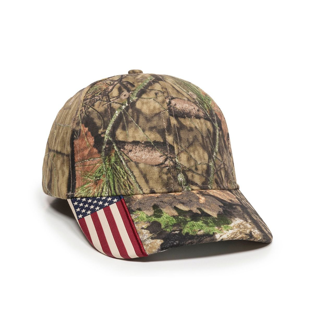 CWF-305 Outdoor Cap Structured Camo Hat with US Flag Visor Insert