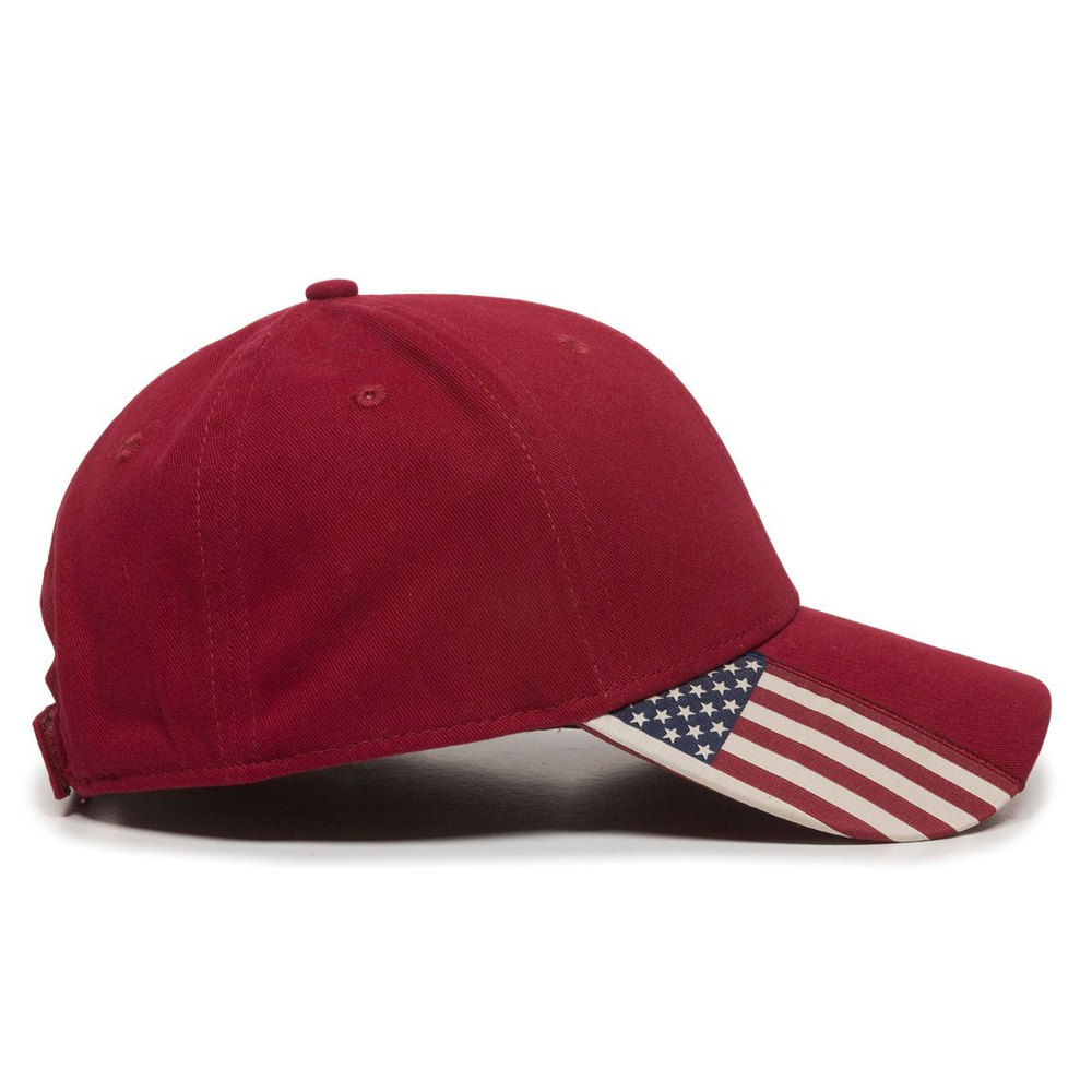 USA-300 Outdoor Cap Twill Hat with Flag Visor - Siide Image