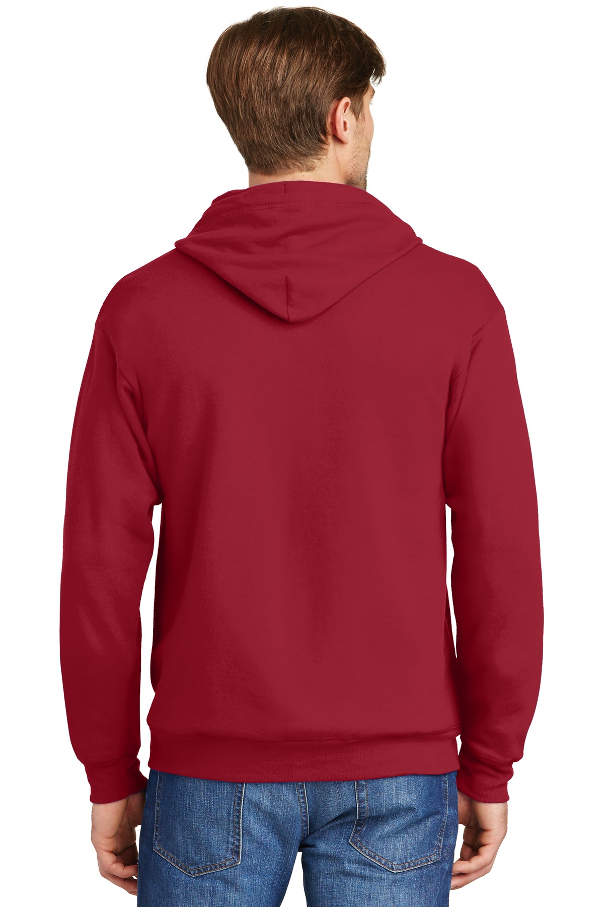 P180 Hanes - EcoSmart Full-Zip Hooded Sweatshirt. - Back Image