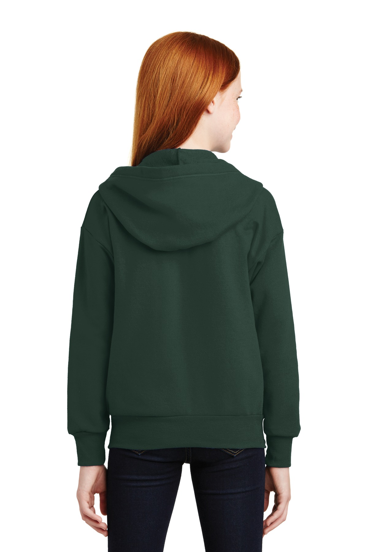 P480 Hanes Youth EcoSmart 50/50 Full-Zip Hooded Sweatshirt - Back Image