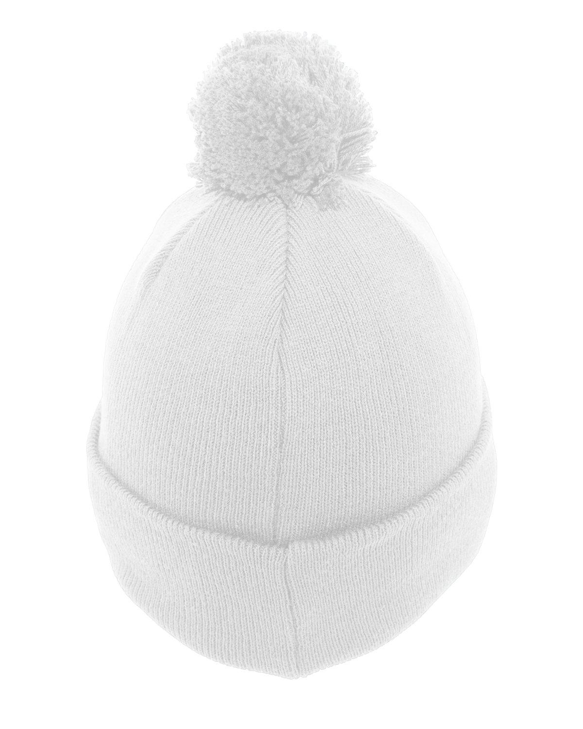 641K PACIFIC HEADWEAR Knit Fold-Over Pom-Pom Beanie 641K PACIFIC HEADWEAR Knit Fold-Over Pom-Pom Beanie - Back Image