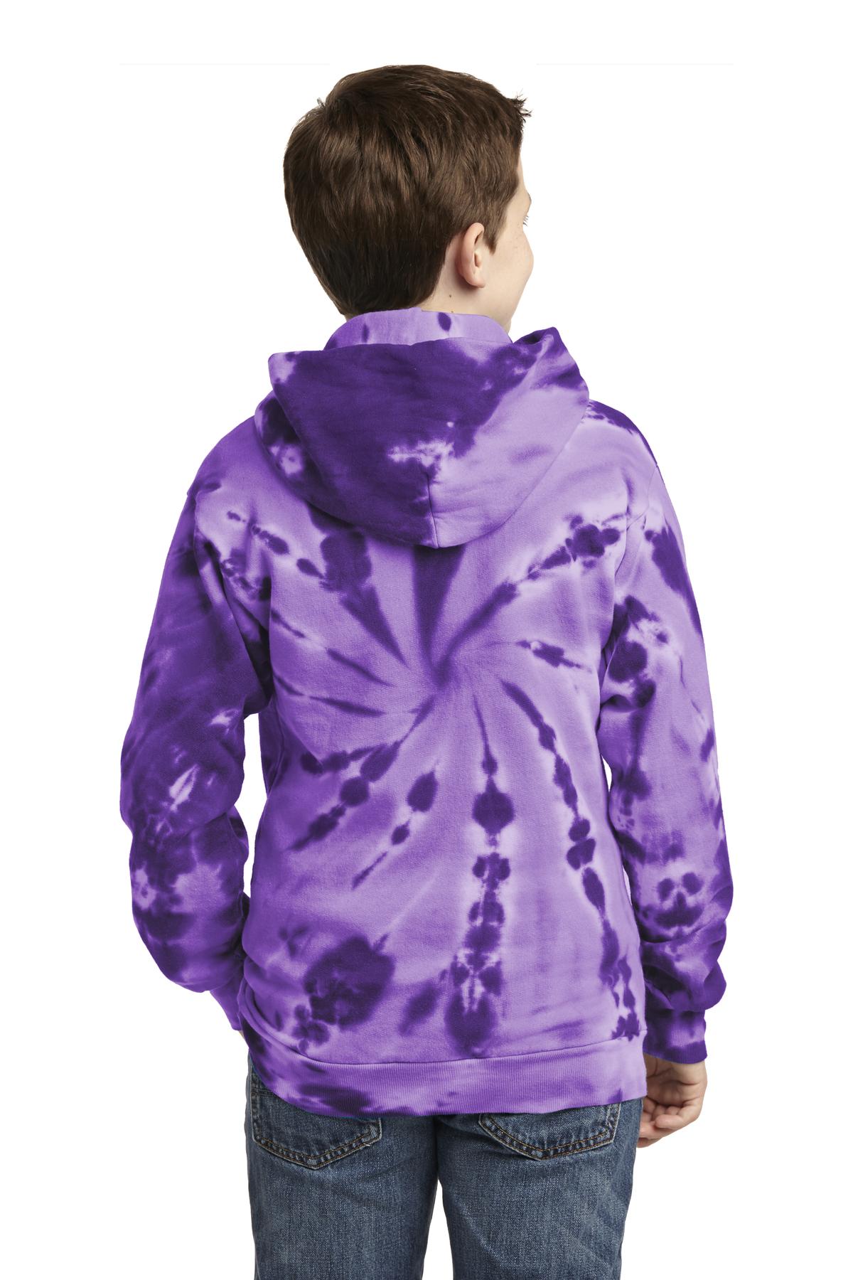 PC146Y Port & Company Youth Tie-Dye Pullover Hooded Sweatshirt. - Back Image
