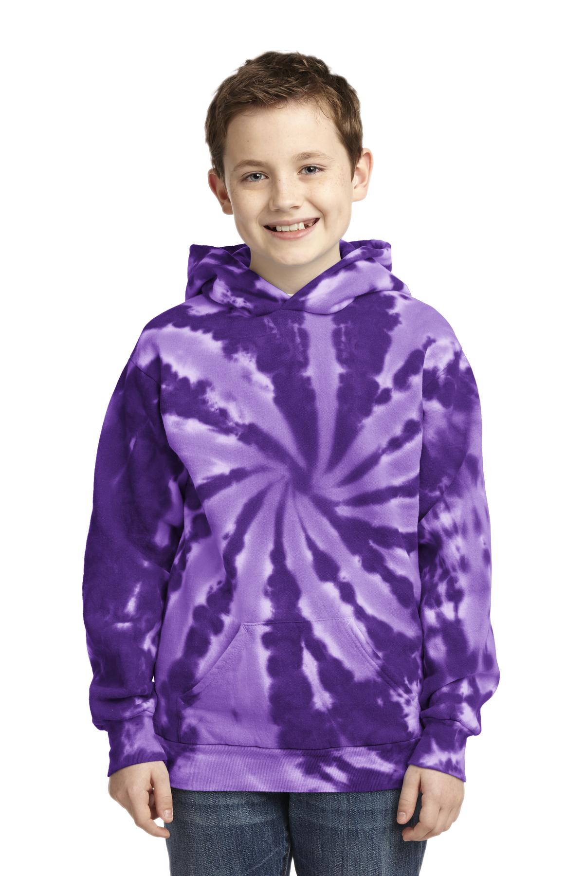 PC146Y Port & Company Youth Tie-Dye Pullover Hooded Sweatshirt.