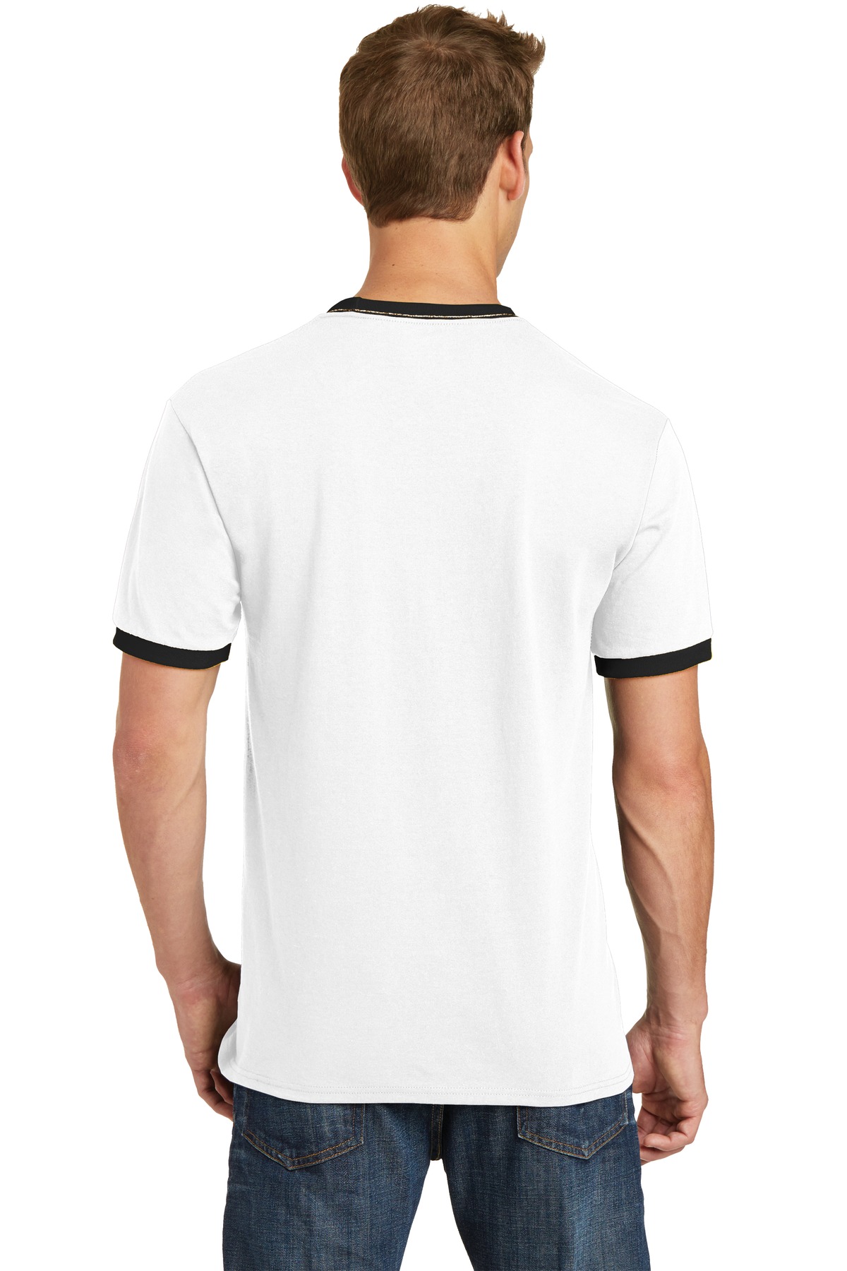 PC54R Port & Company Core Cotton Ringer Tee. - Back Image