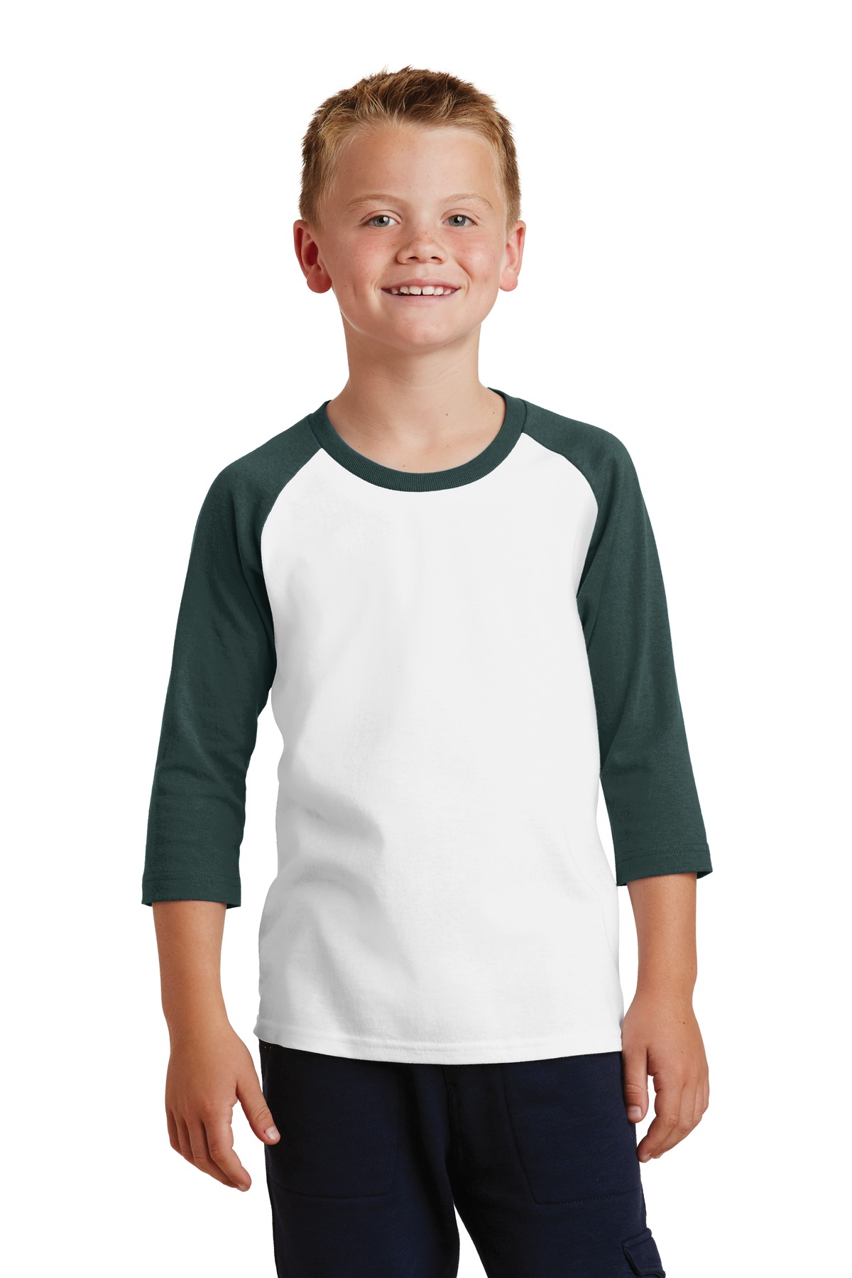 PC55YRS Port & Company Youth Core Blend 3/4-Sleeve Raglan Tee. Zoom Image