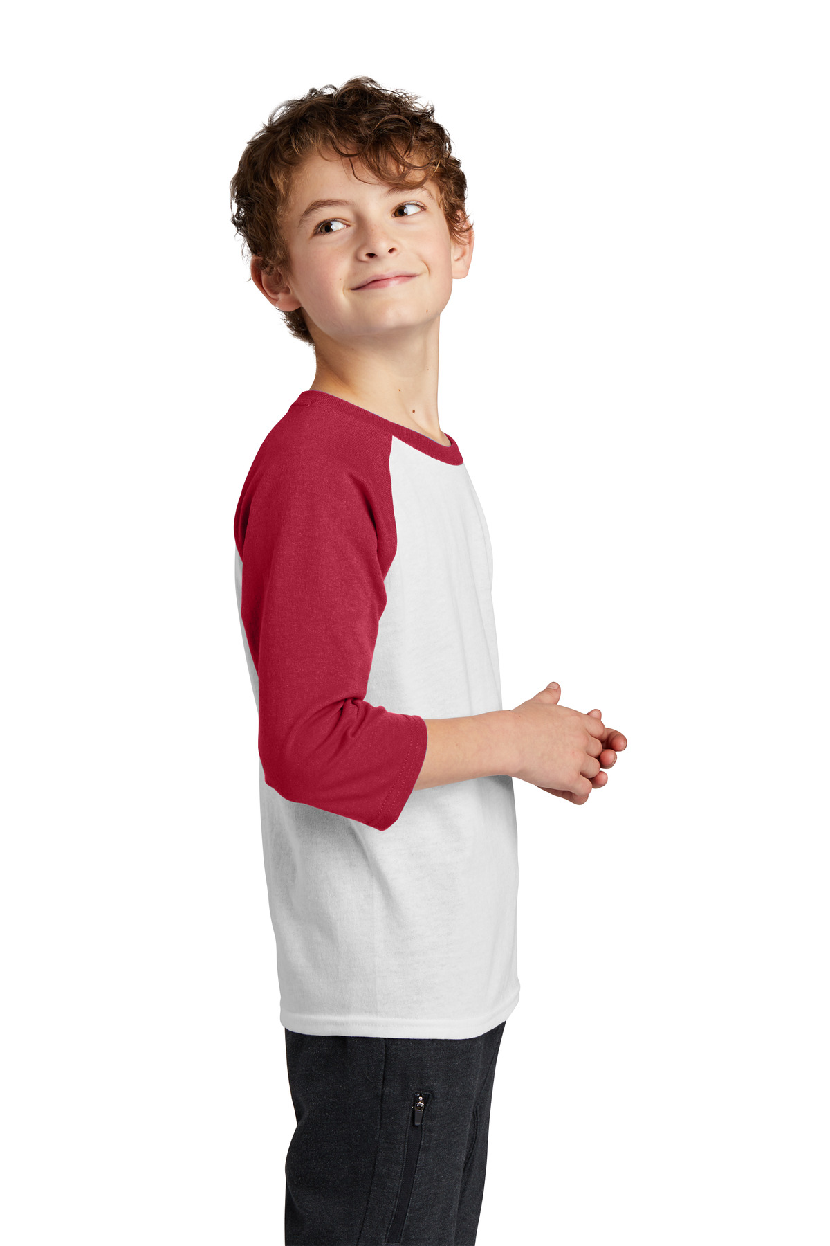 PC55YRS Port & Company Youth Core Blend 3/4-Sleeve Raglan Tee. - Siide Image