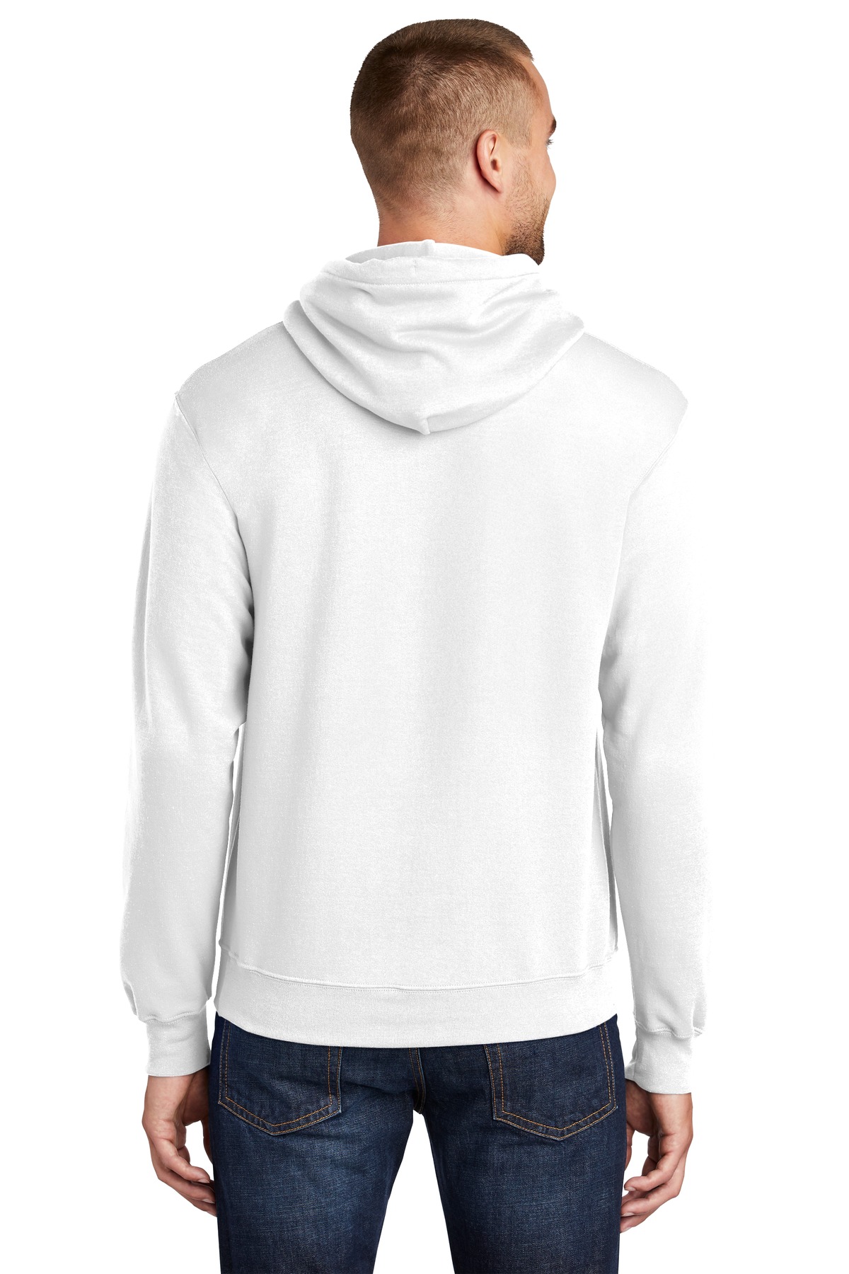 PC78HT Port & Company Tall Core Fleece Pullover Hooded Sweatshirt - Back Image