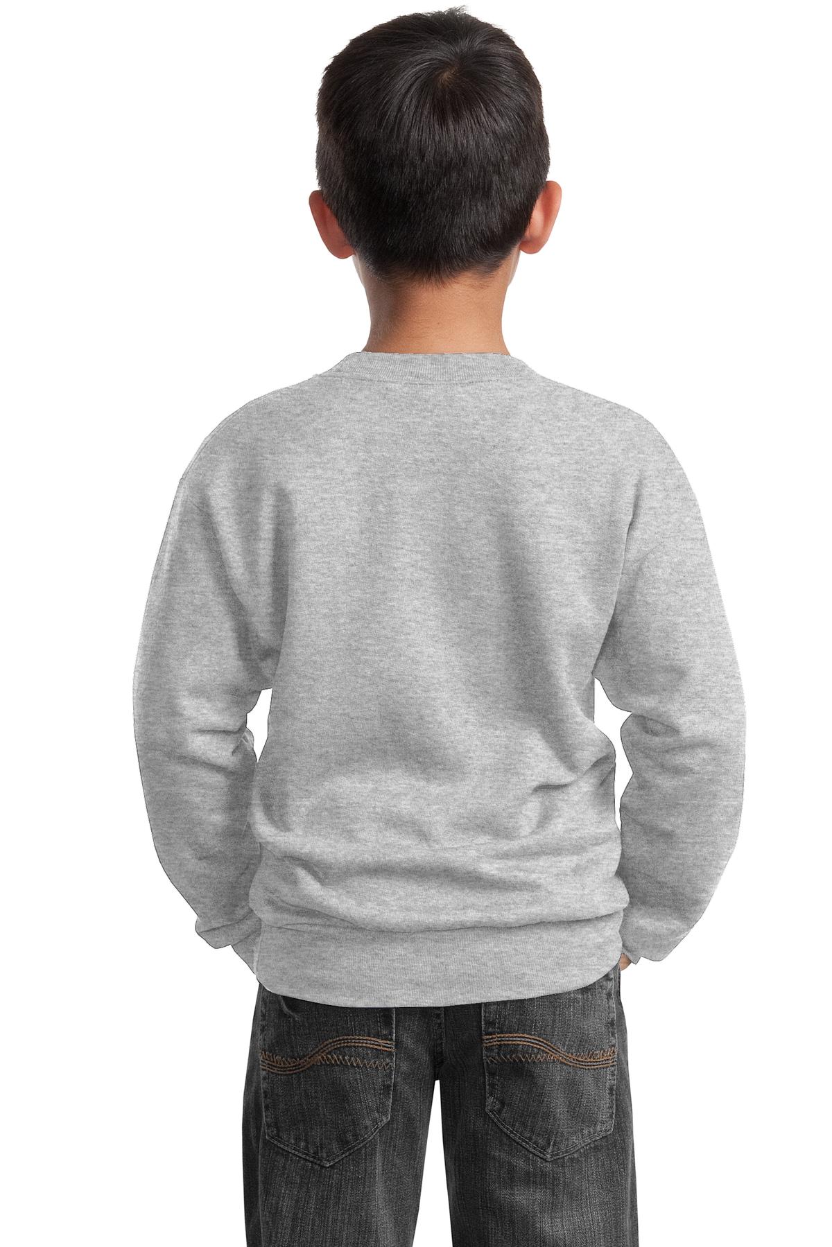 PC90Y Port & Company - Youth Core Fleece Crewneck Sweatshirt. - Back Image
