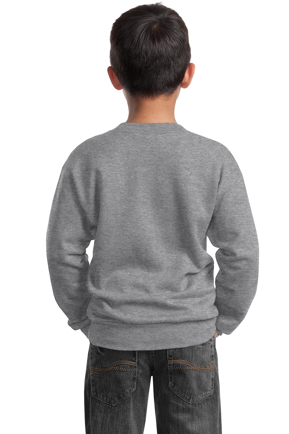 PC90Y Port & Company - Youth Core Fleece Crewneck Sweatshirt. - Back Image