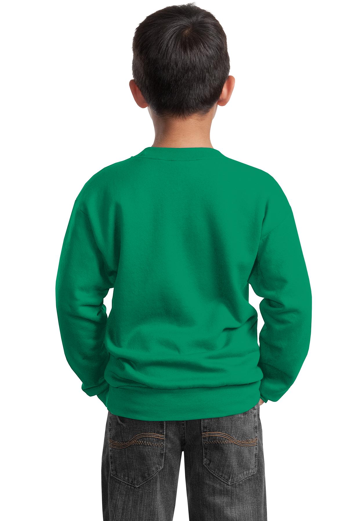 PC90Y Port & Company - Youth Core Fleece Crewneck Sweatshirt. - Back Image