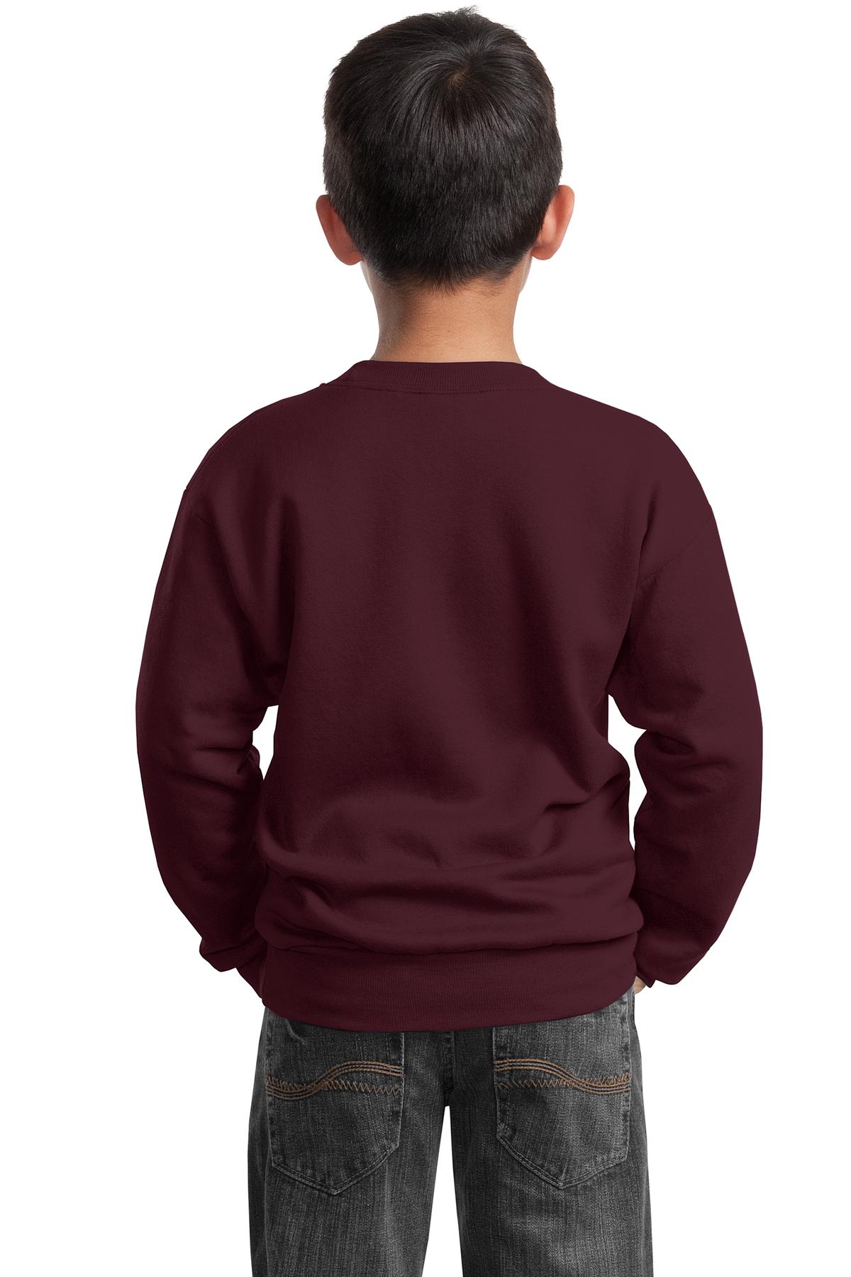 PC90Y Port & Company - Youth Core Fleece Crewneck Sweatshirt. - Back Image