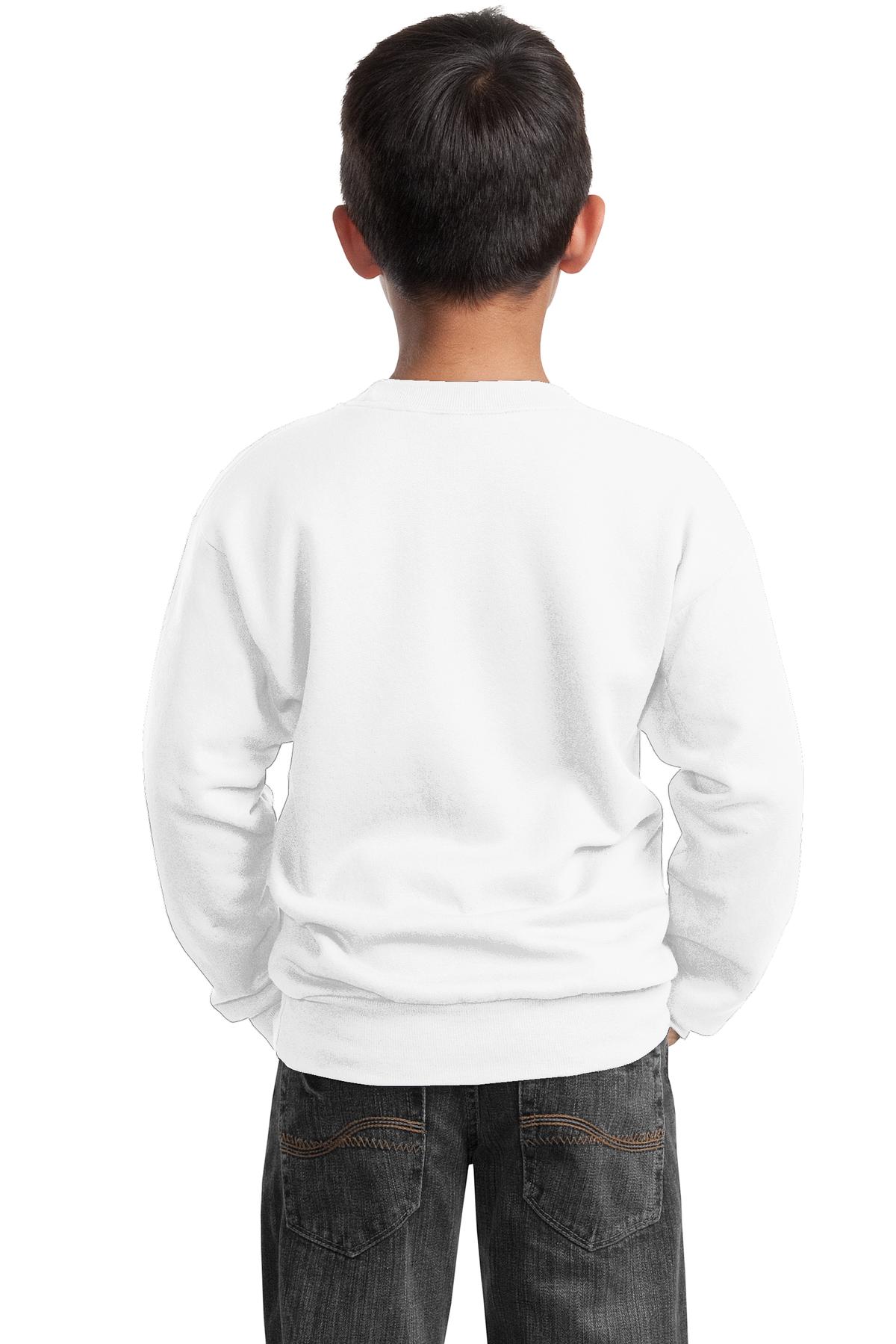 PC90Y Port & Company - Youth Core Fleece Crewneck Sweatshirt. - Back Image