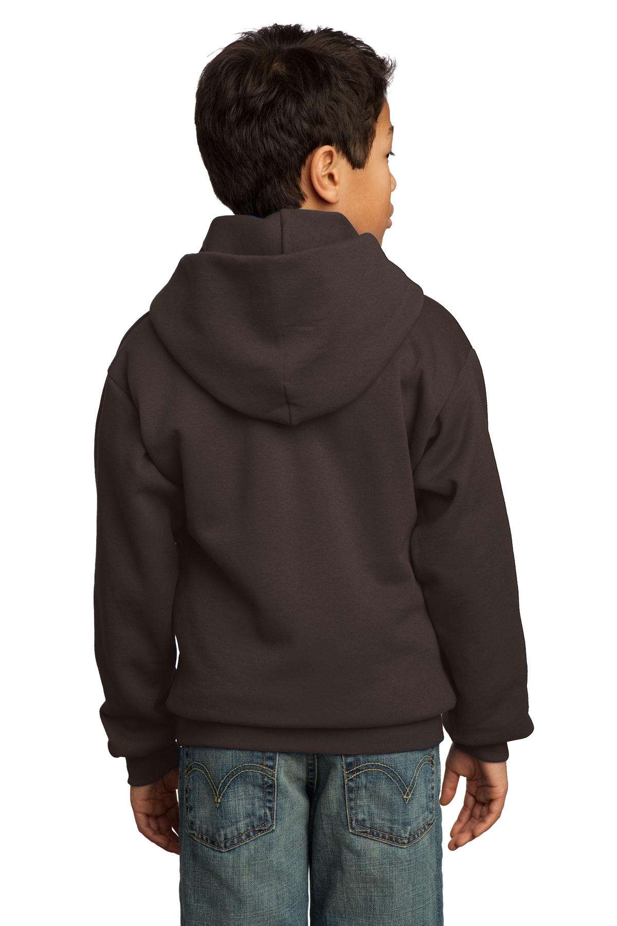 PC90YH Port & Company - Youth Core Fleece Pullover Hooded Sweatshirt. - Back Image
