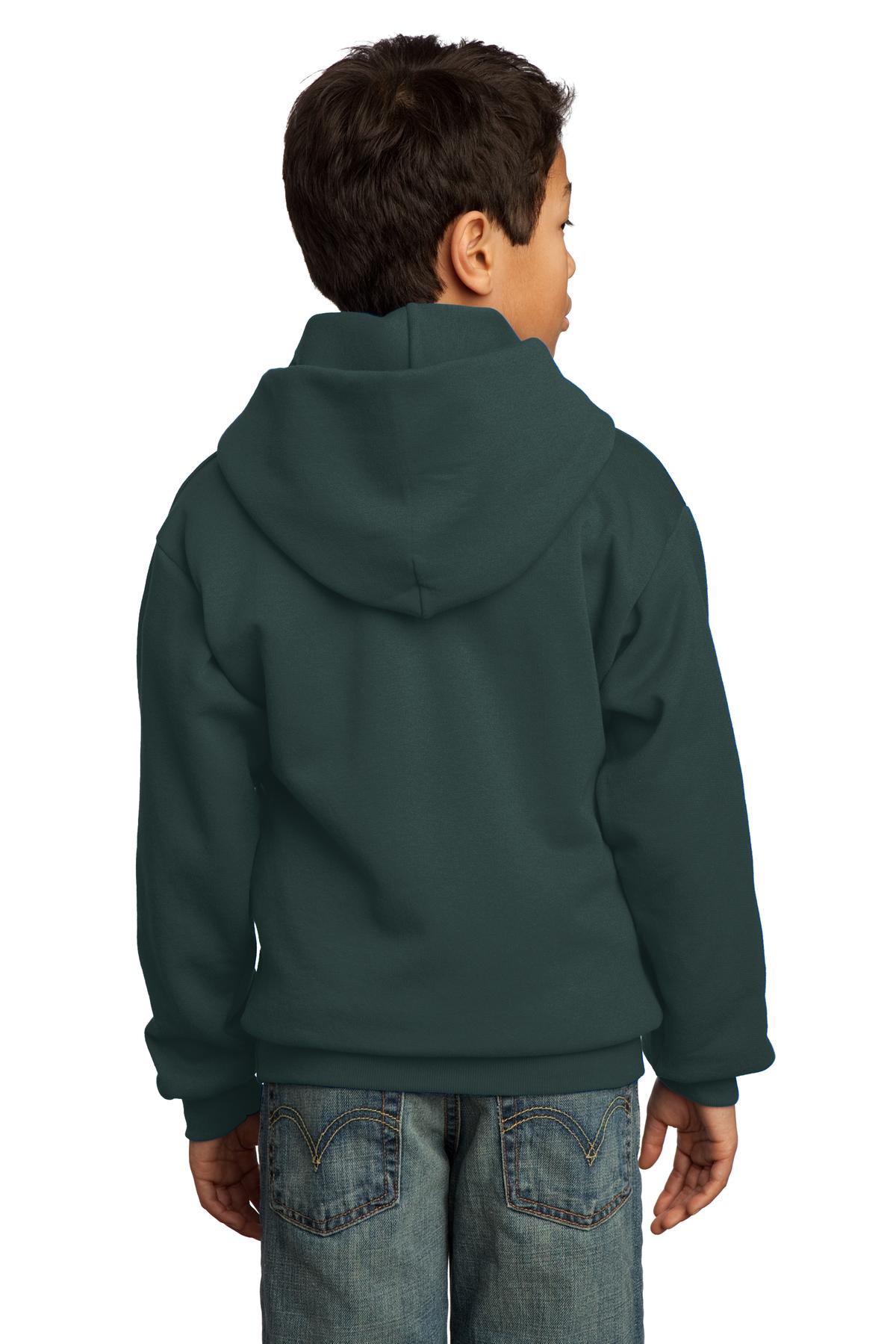 PC90YH Port & Company - Youth Core Fleece Pullover Hooded Sweatshirt. - Back Image