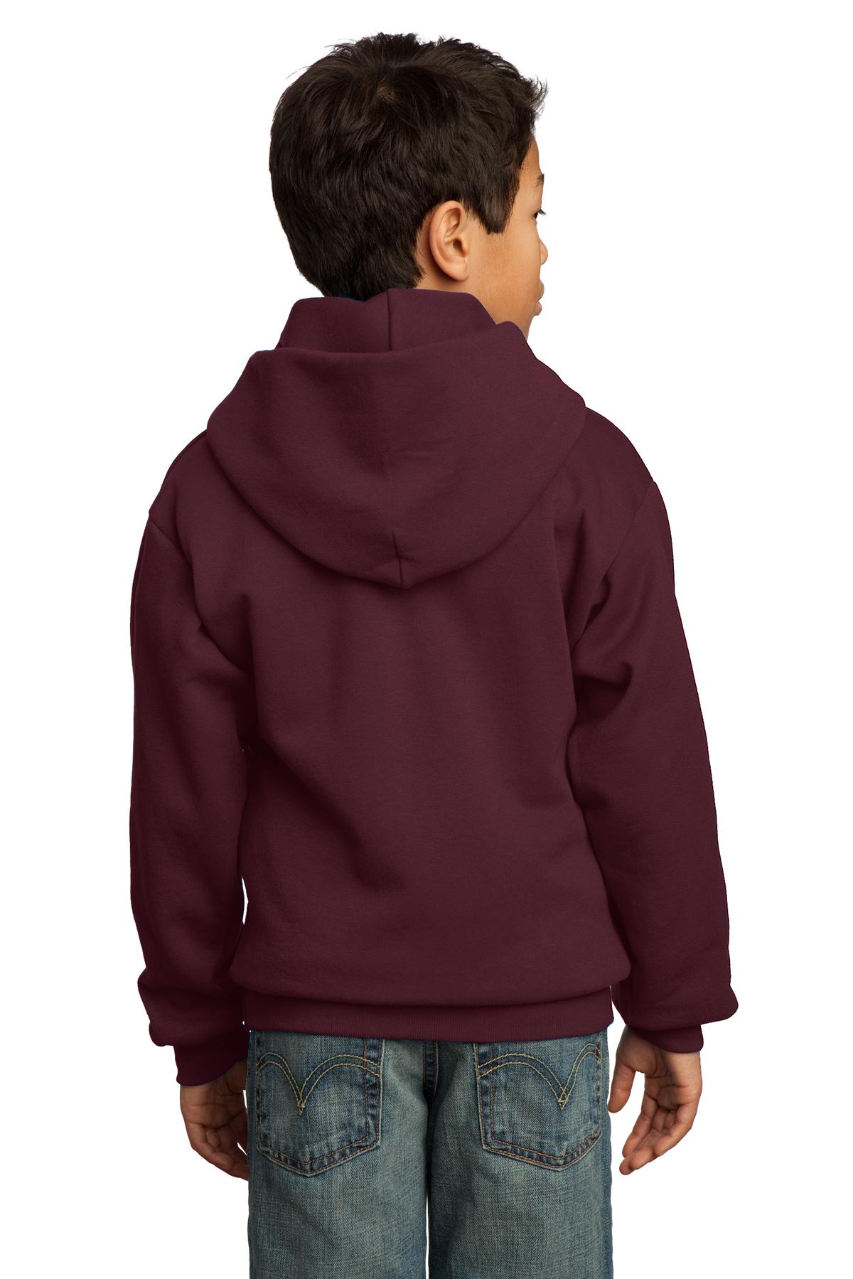 PC90YH Port & Company - Youth Core Fleece Pullover Hooded Sweatshirt. - Back Image