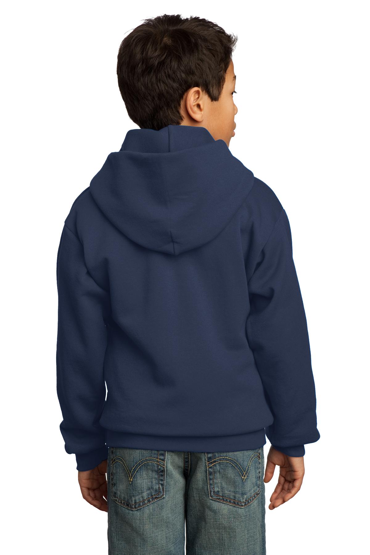 PC90YH Port & Company - Youth Core Fleece Pullover Hooded Sweatshirt. - Back Image