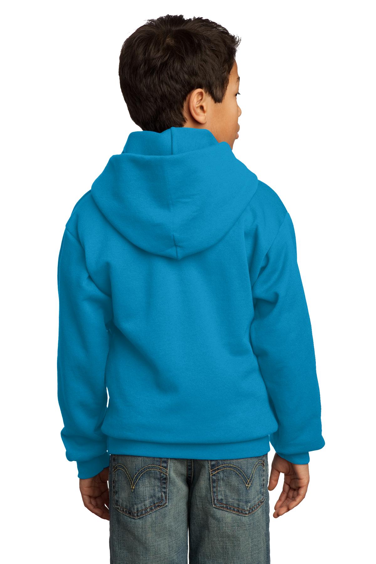PC90YH Port & Company - Youth Core Fleece Pullover Hooded Sweatshirt. - Back Image