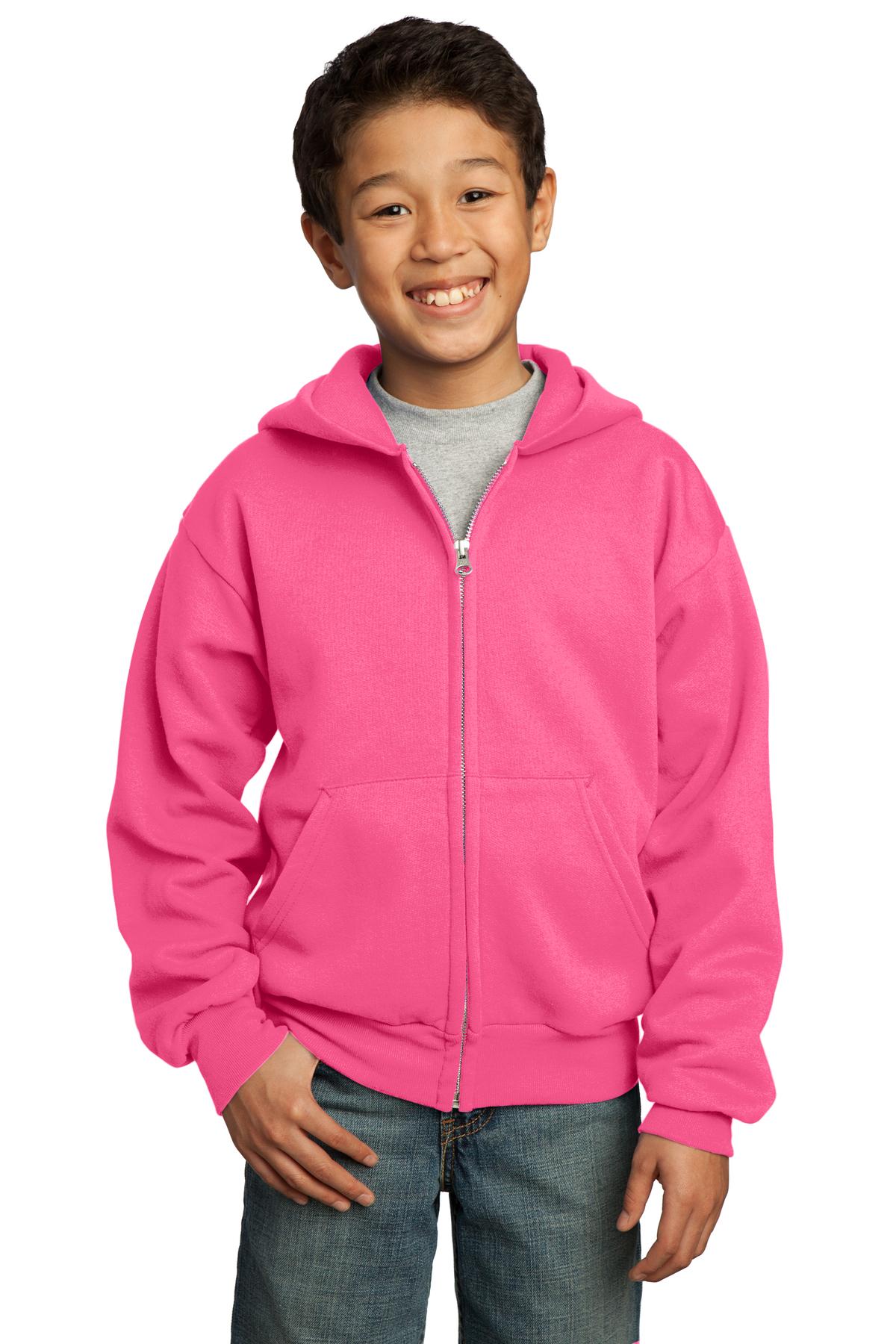 PC90YZH Port & Company - Youth Core Fleece Full-Zip Hooded Sweatshirt. PC90YZH Port & Company - Youth Core Fleece Full-Zip Hooded Sweatshirt.