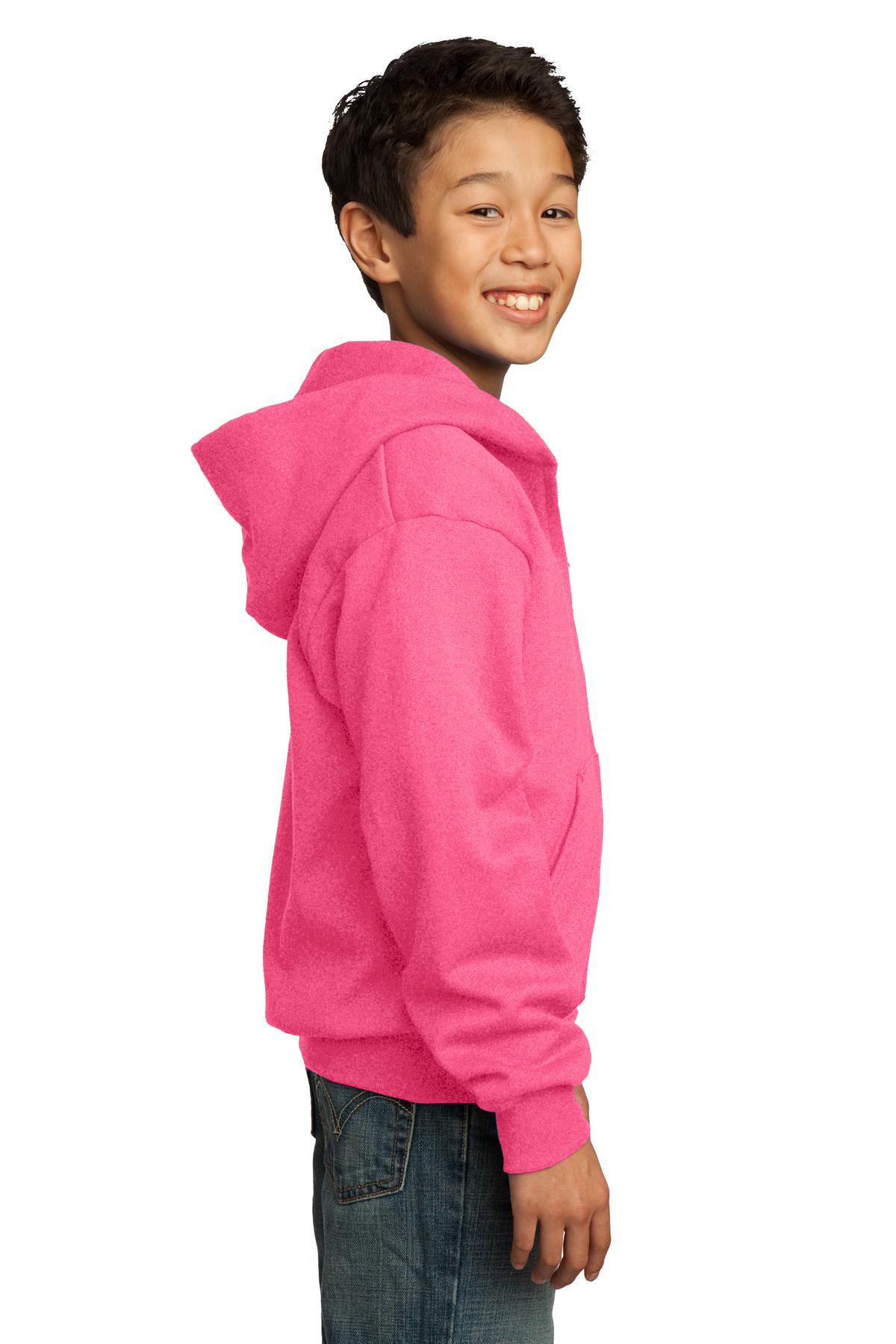PC90YZH Port & Company - Youth Core Fleece Full-Zip Hooded Sweatshirt. PC90YZH Port & Company - Youth Core Fleece Full-Zip Hooded Sweatshirt. - Siide Image