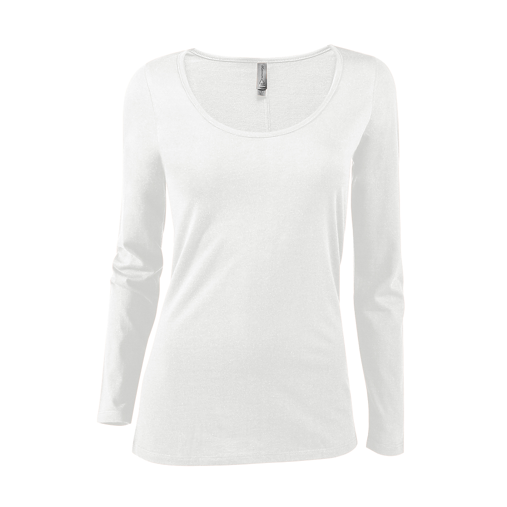 P507C Platinum Ladies CVC Long Sleeve Scoop Neck Tee Zoom Image