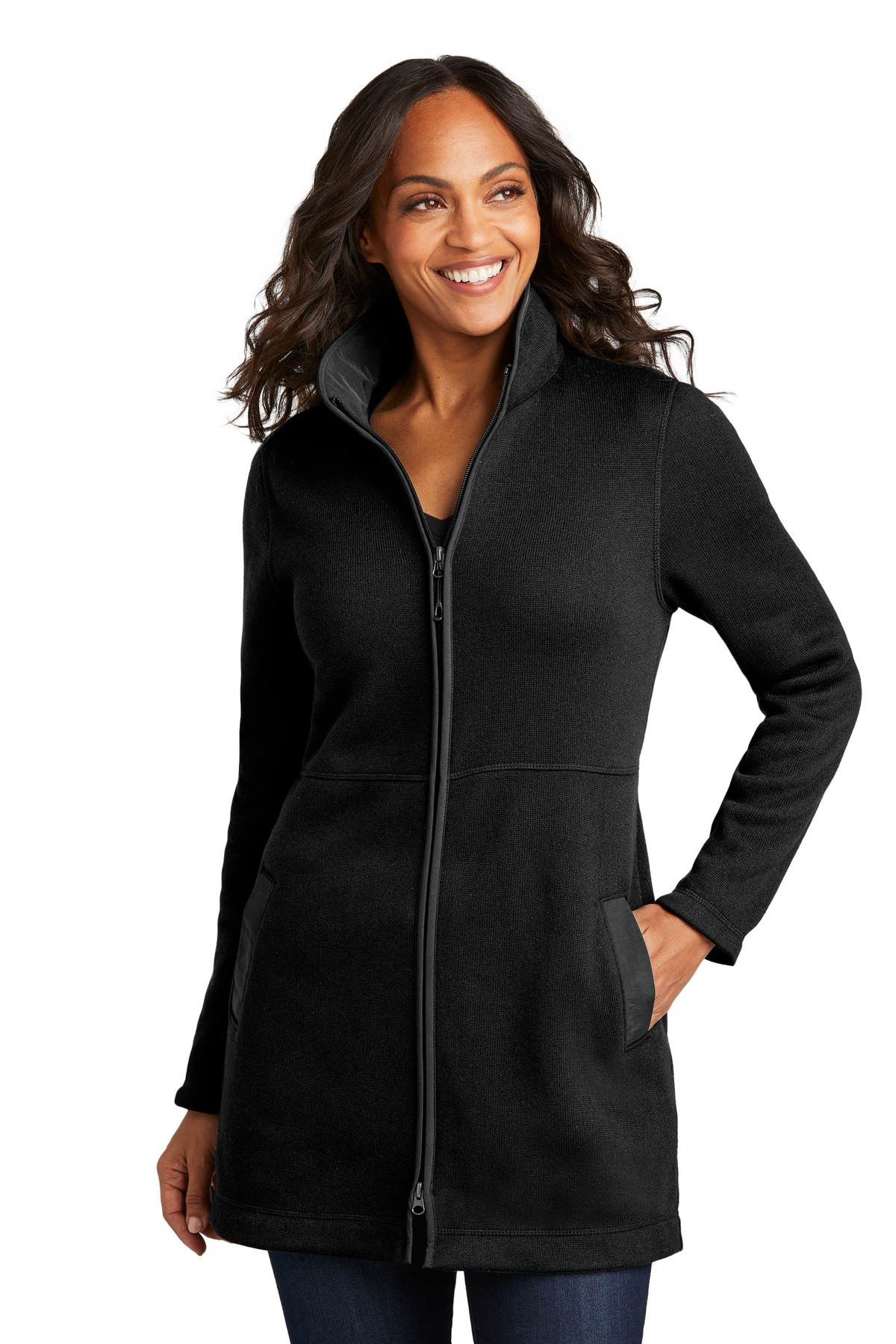 L425 Port Authority Ladies Arc Sweater Fleece Long Jacket