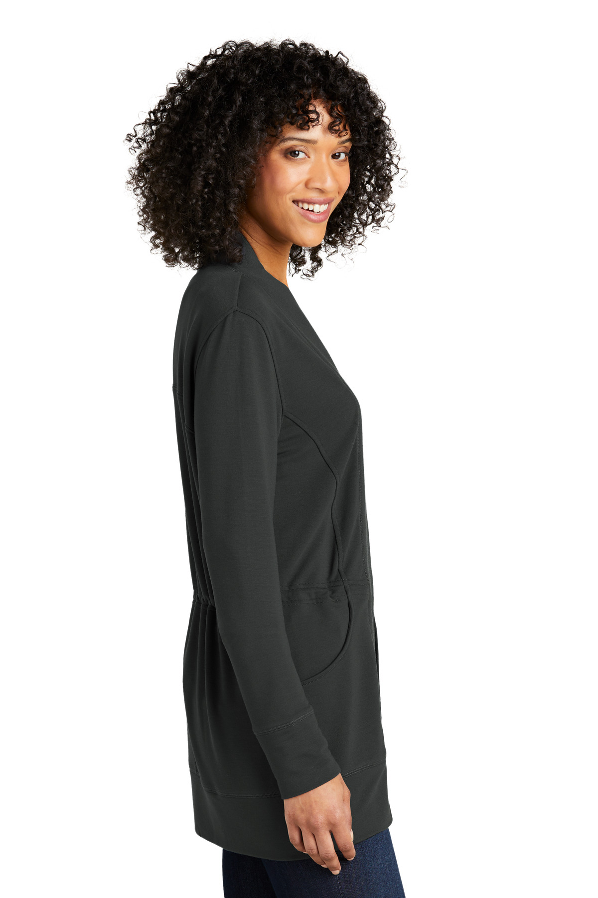 LK825 Port Authority Ladies Microterry Cardigan - Siide Image