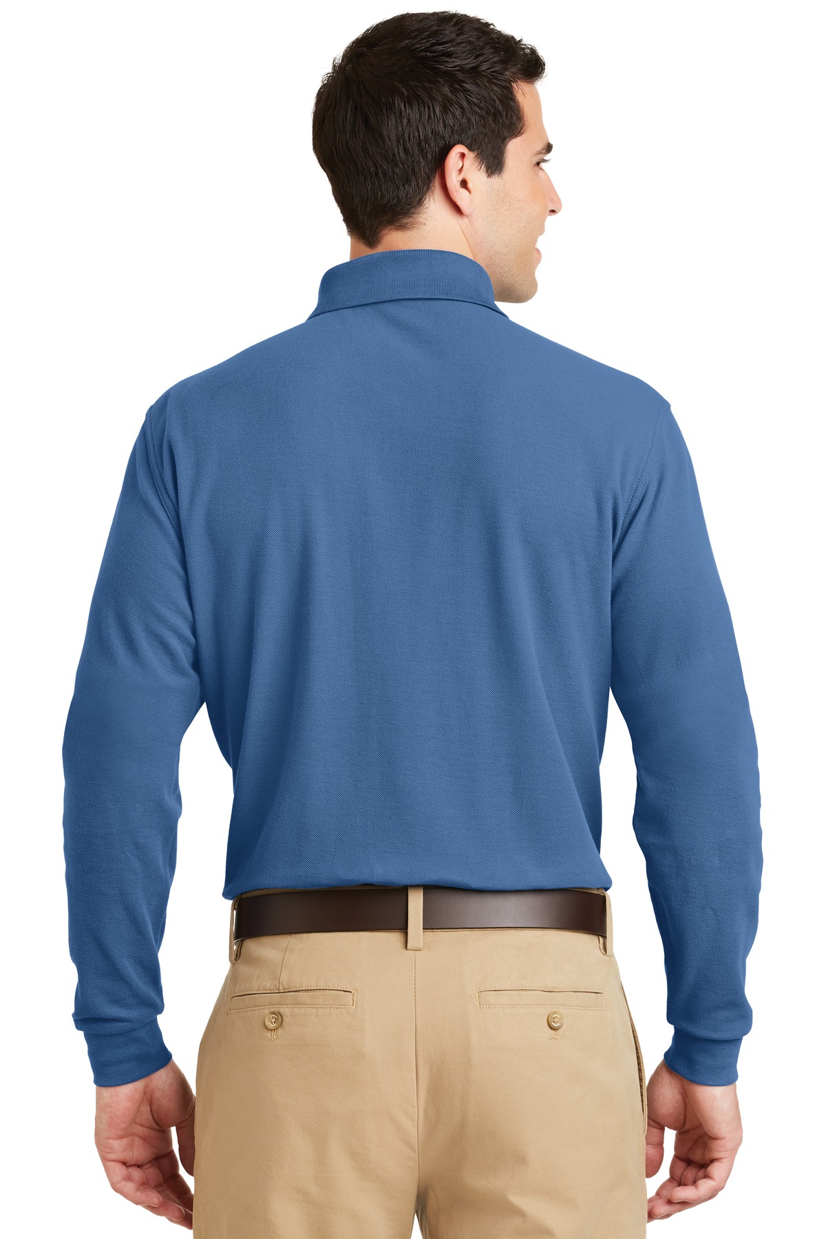 K800LS Port Authority  Long Sleeve EZCotton Pique Polo. - Back Image
