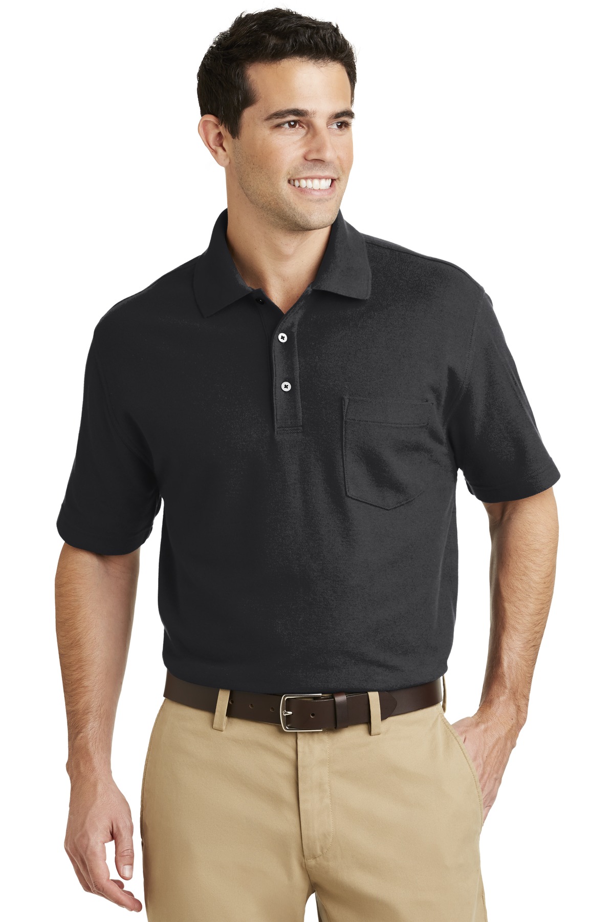 K800P Port Authority  EZCotton Pique Pocket Polo