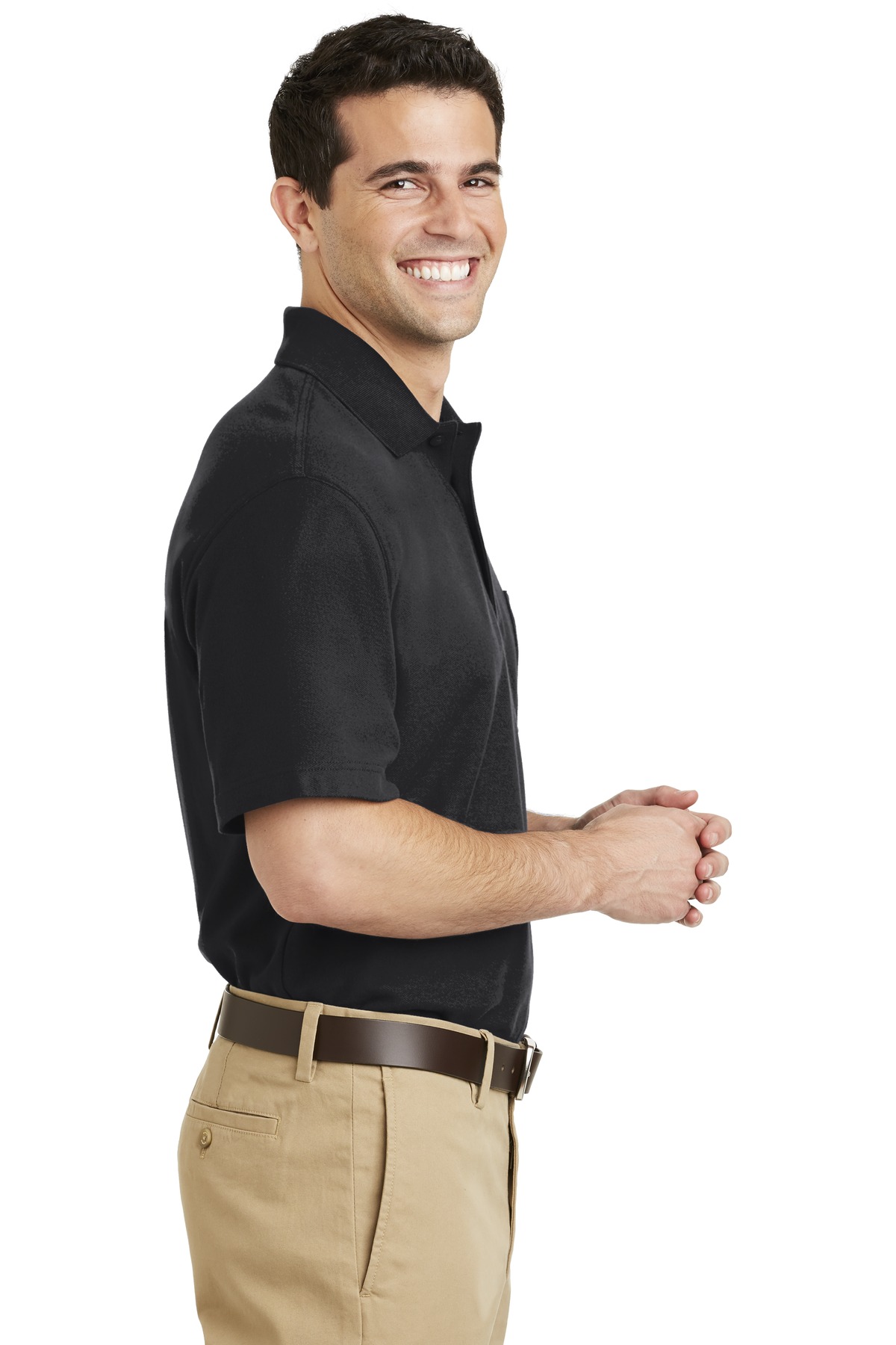 K800P Port Authority  EZCotton Pique Pocket Polo - Siide Image