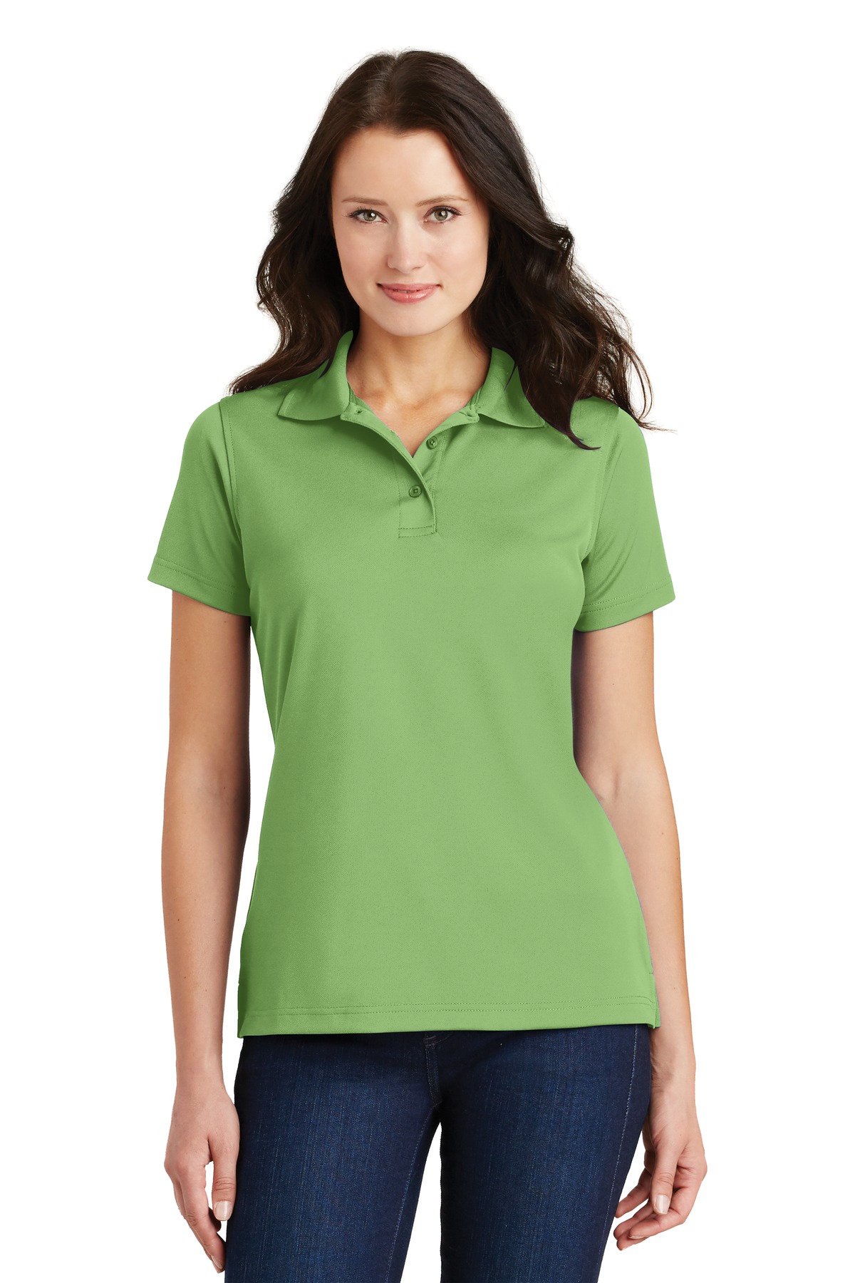 Port Authority Screen Print L497 Ladies Poly-Charcoal Blend Pique Polo