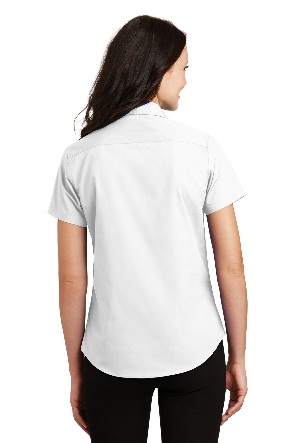 L633 Port Authority Ladies Short Sleeve Value Poplin Shirt. L633 Port Authority Ladies Short Sleeve Value Poplin Shirt. - Back Image