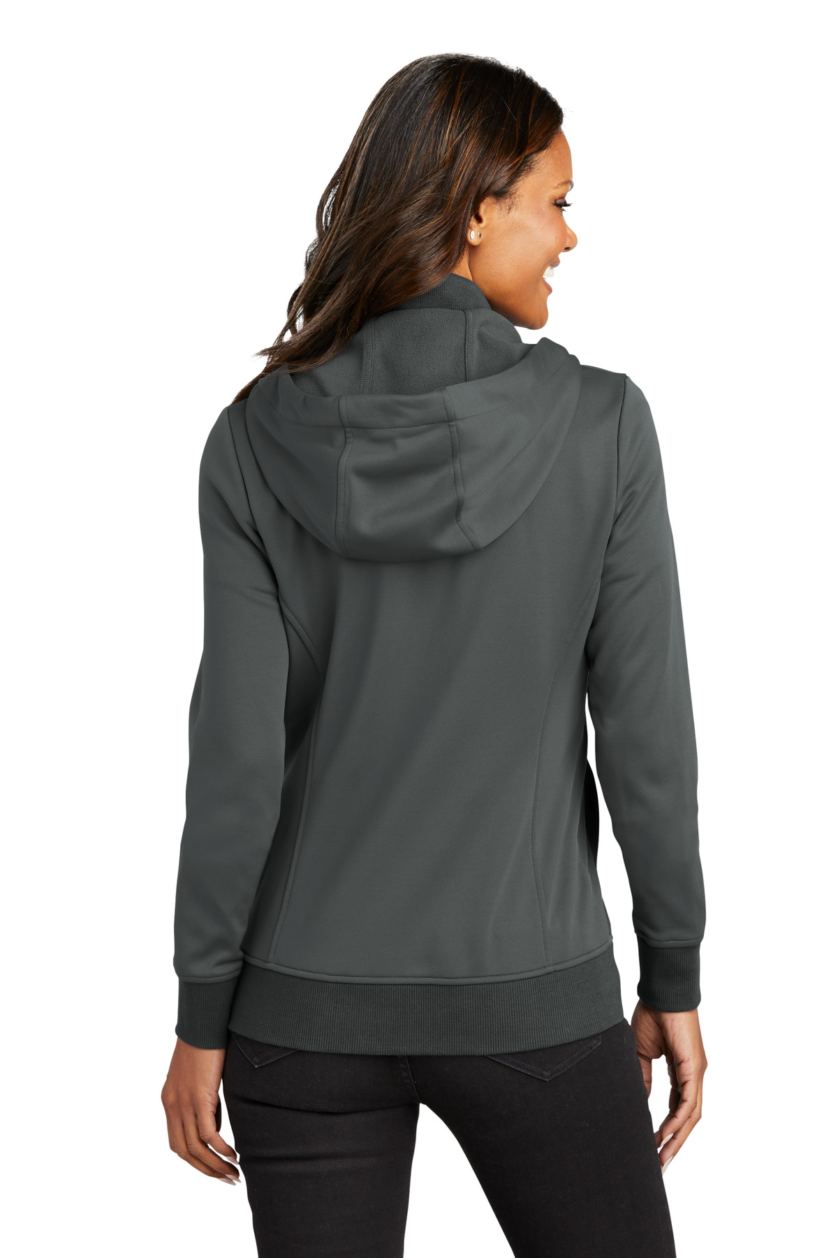 L814 Port Authority  Ladies Smooth Fleece Hooded Jacket - Back Image