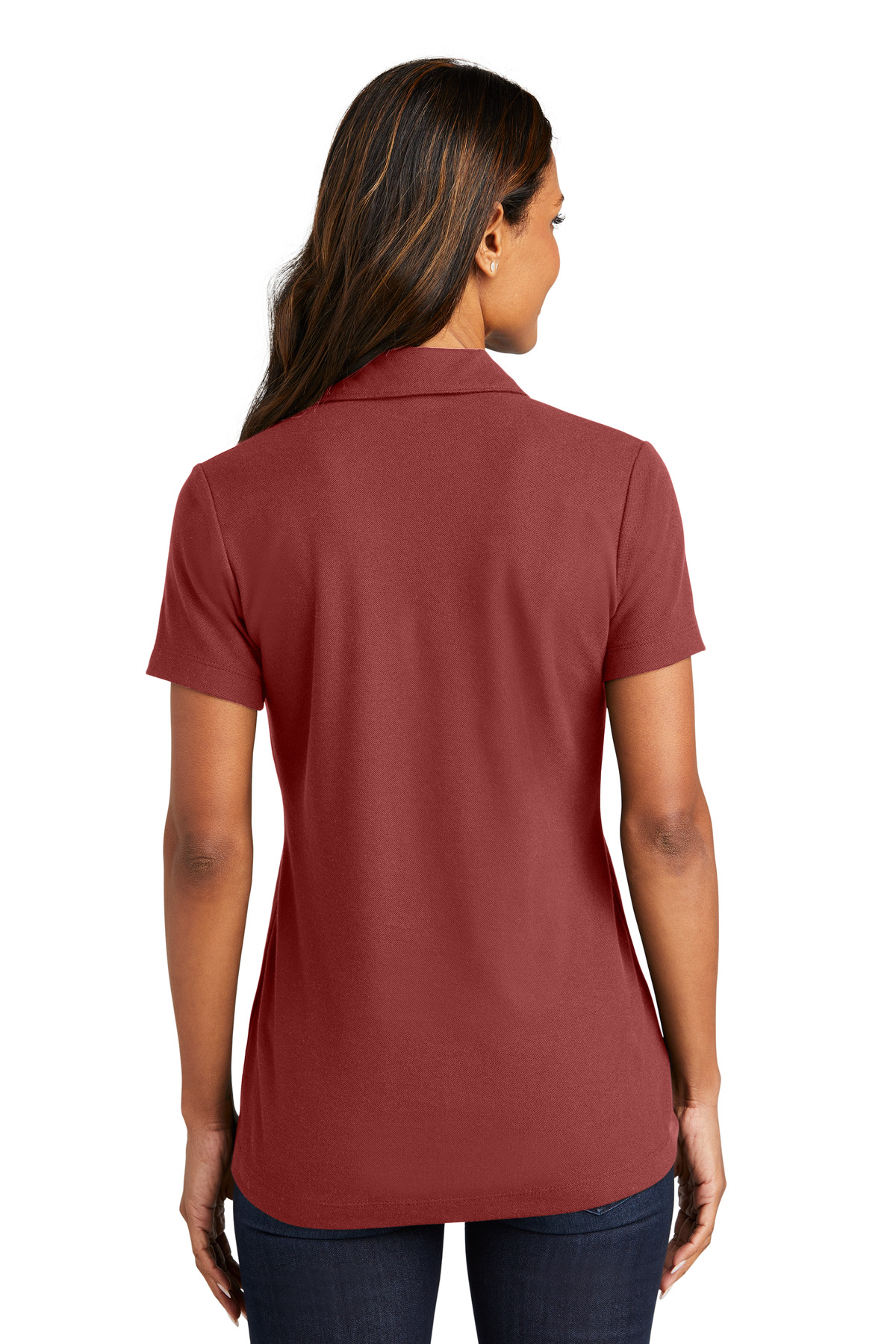 Port Authority Direct to Film (DTF) LK867  Ladies C-FREE Cotton Blend Pique Polo - Back Image