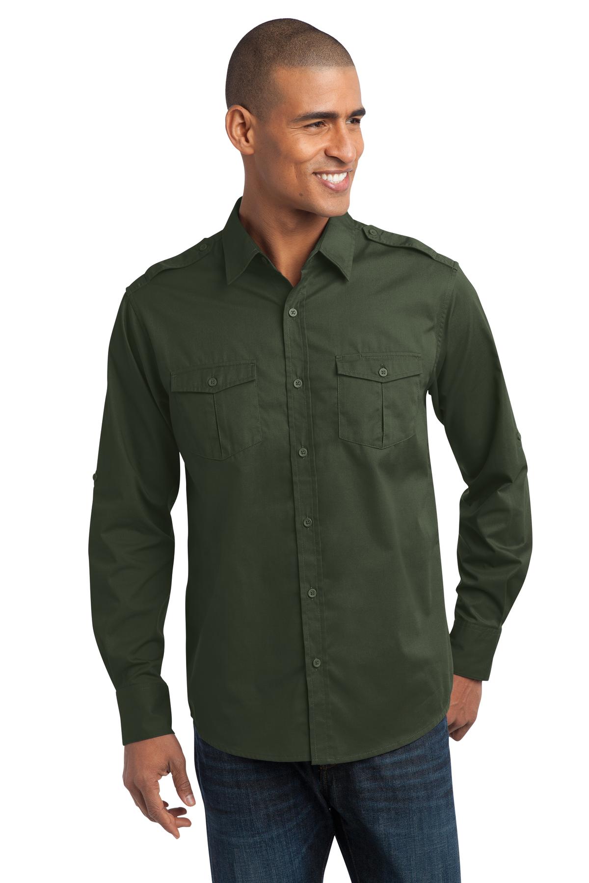 S649 Port Authority Stain-Release Roll Sleeve Twill Shirt.
