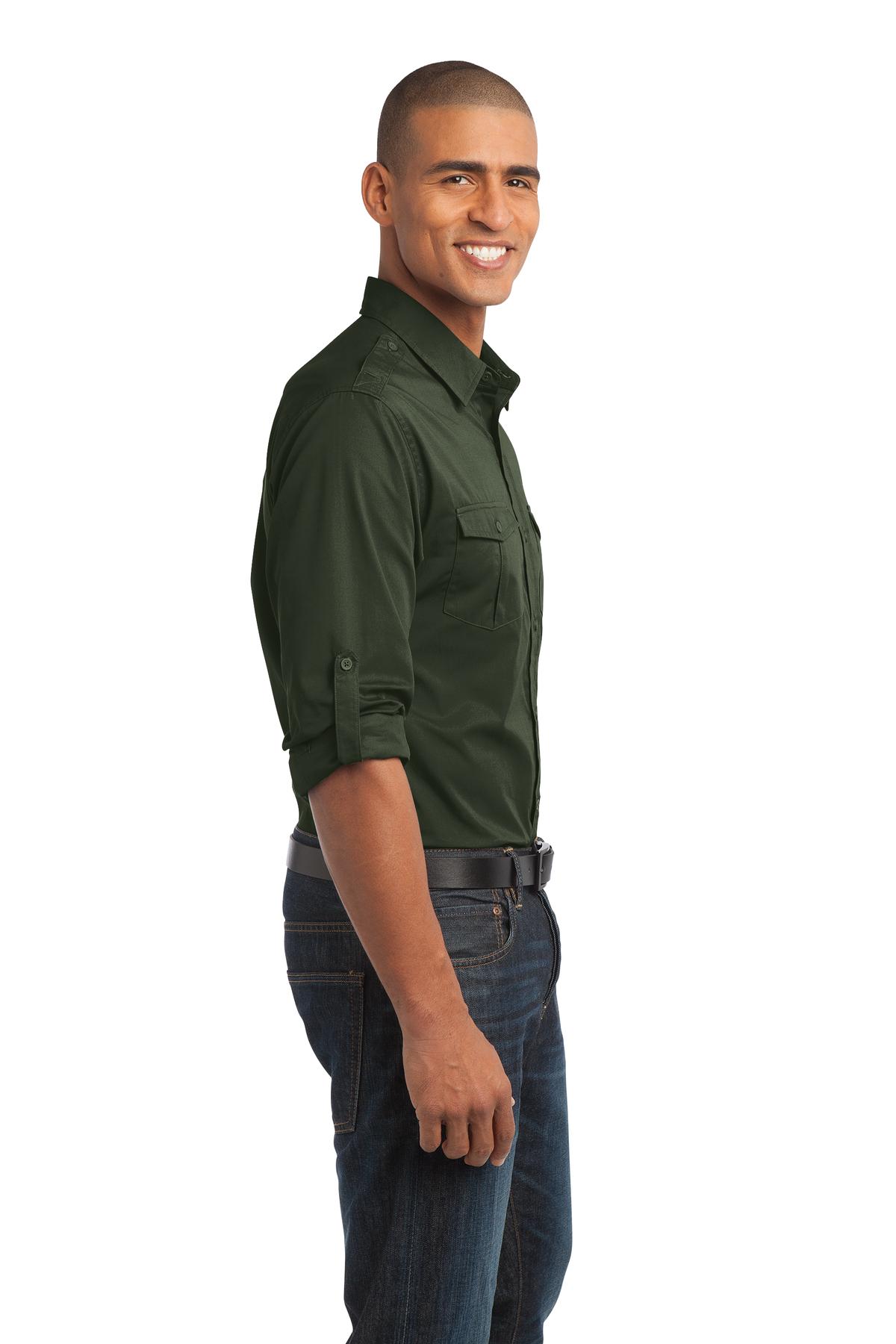 S649 Port Authority Stain-Release Roll Sleeve Twill Shirt. - Siide Image