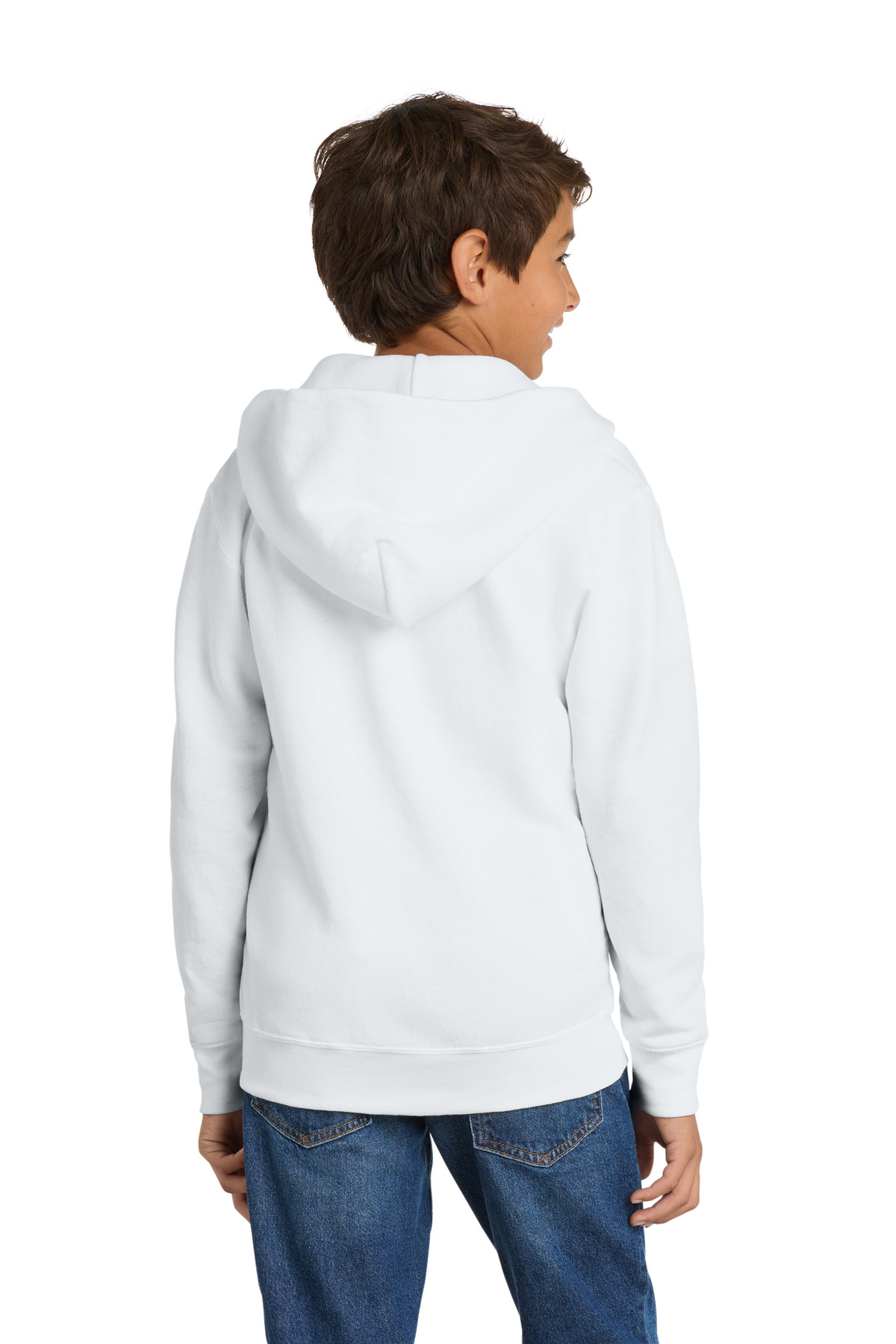 PC78YZH Port & Co Youth Core Fleece Full-Zip Hooded Sweatshirt - Back Image