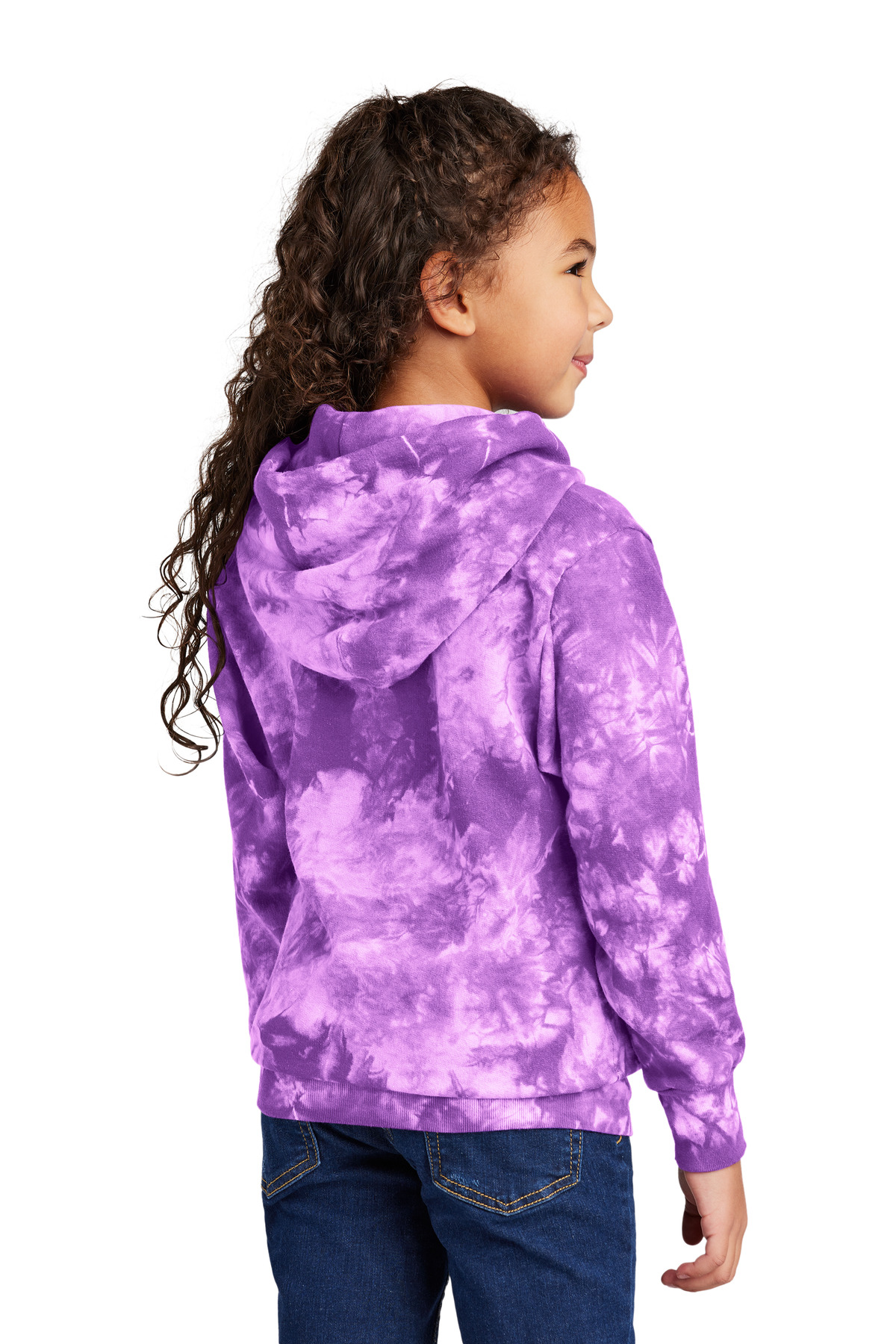 PC144Y Port & Company Youth Crystal Tie-Dye Pullover Hoodie - Back Image