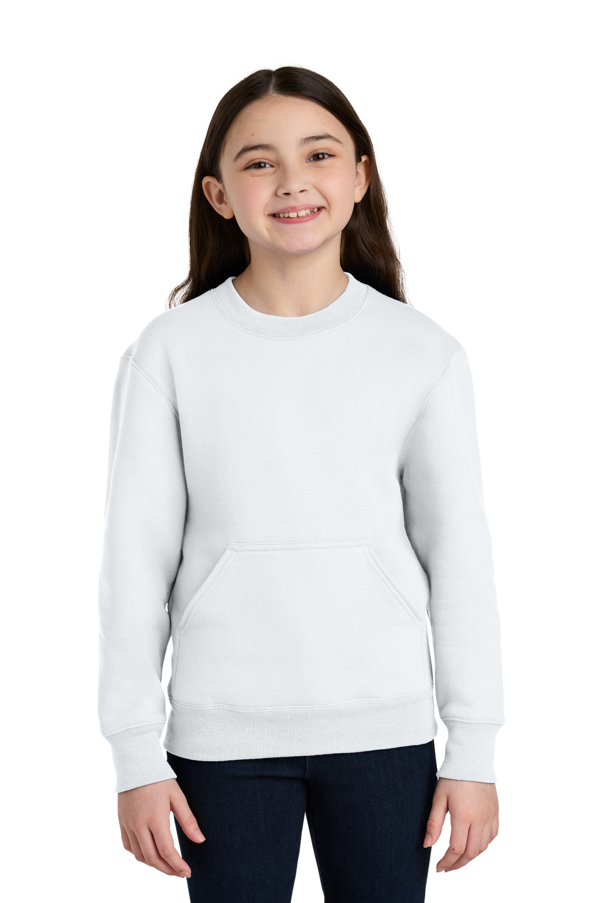 PC78YPKT Port & Company Port & Co Youth Core Fleece Crewneck Pocket Sweatshirt