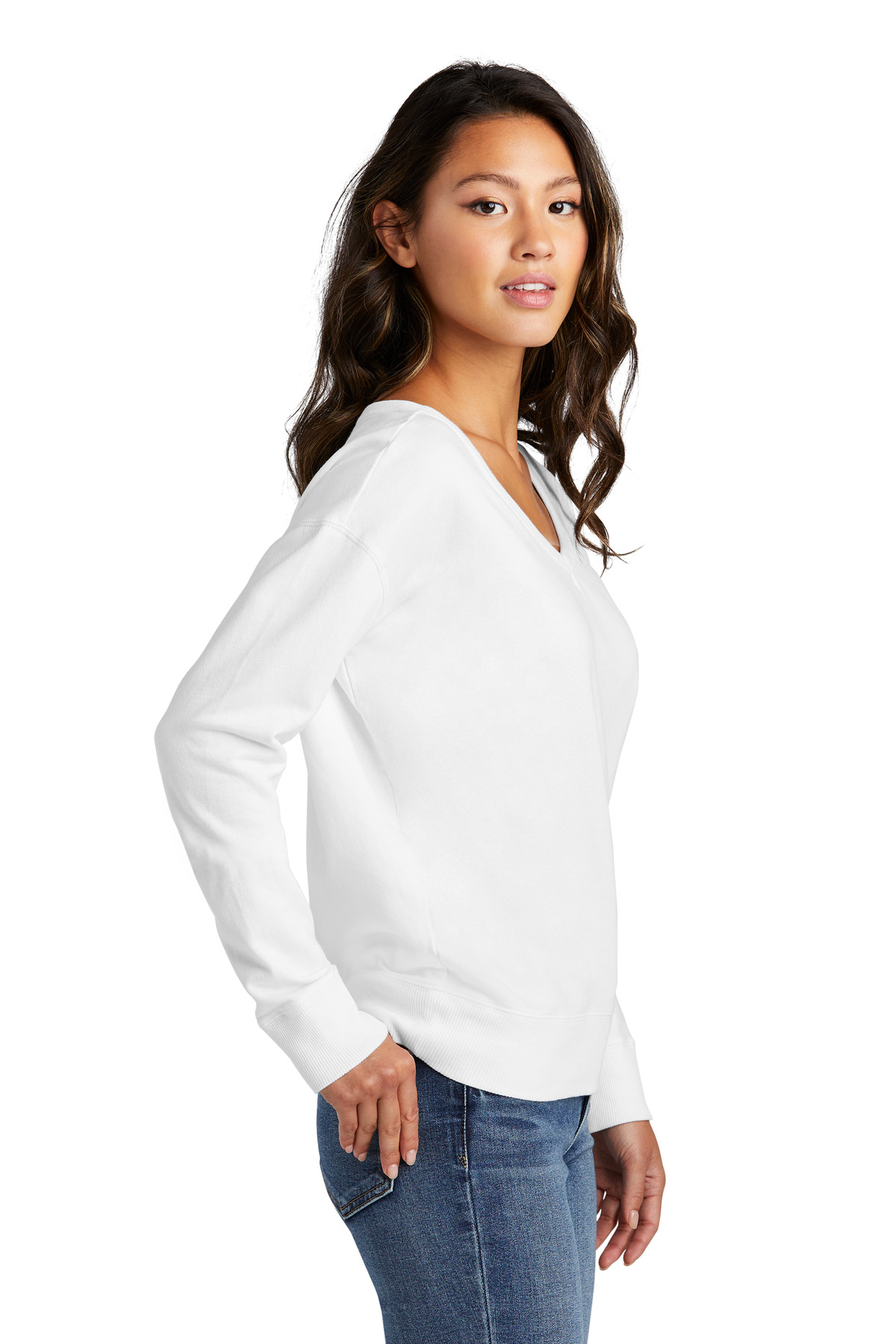 LPC098V Port & Company Ladies Beach Wash Garment-Dyed V-Neck Sweatshirt LPC098V Port & Company Ladies Beach Wash Garment-Dyed V-Neck Sweatshirt - Siide Image